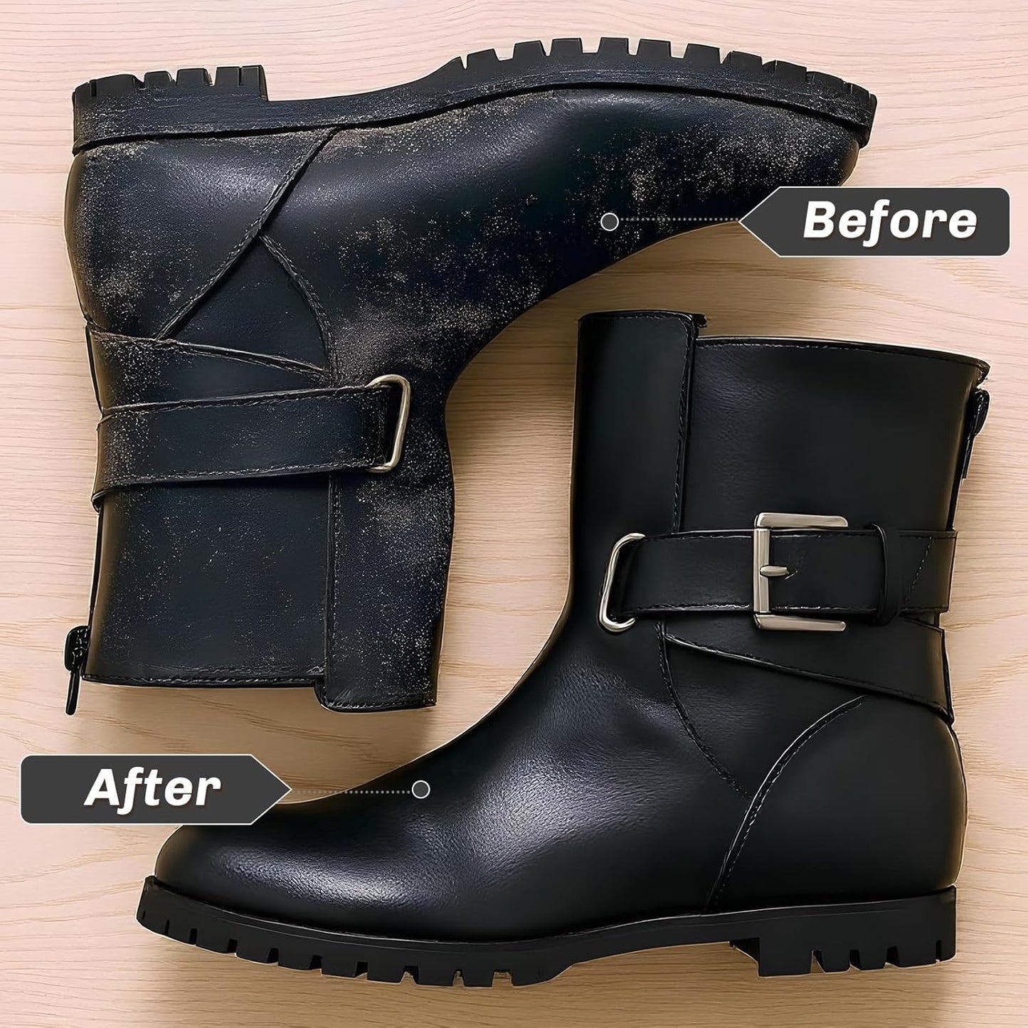 4 Pcs Horsehair Shine Shoes Brush Kit Polish Dauber Applicators Cleaning Leather Shoes Boots Care