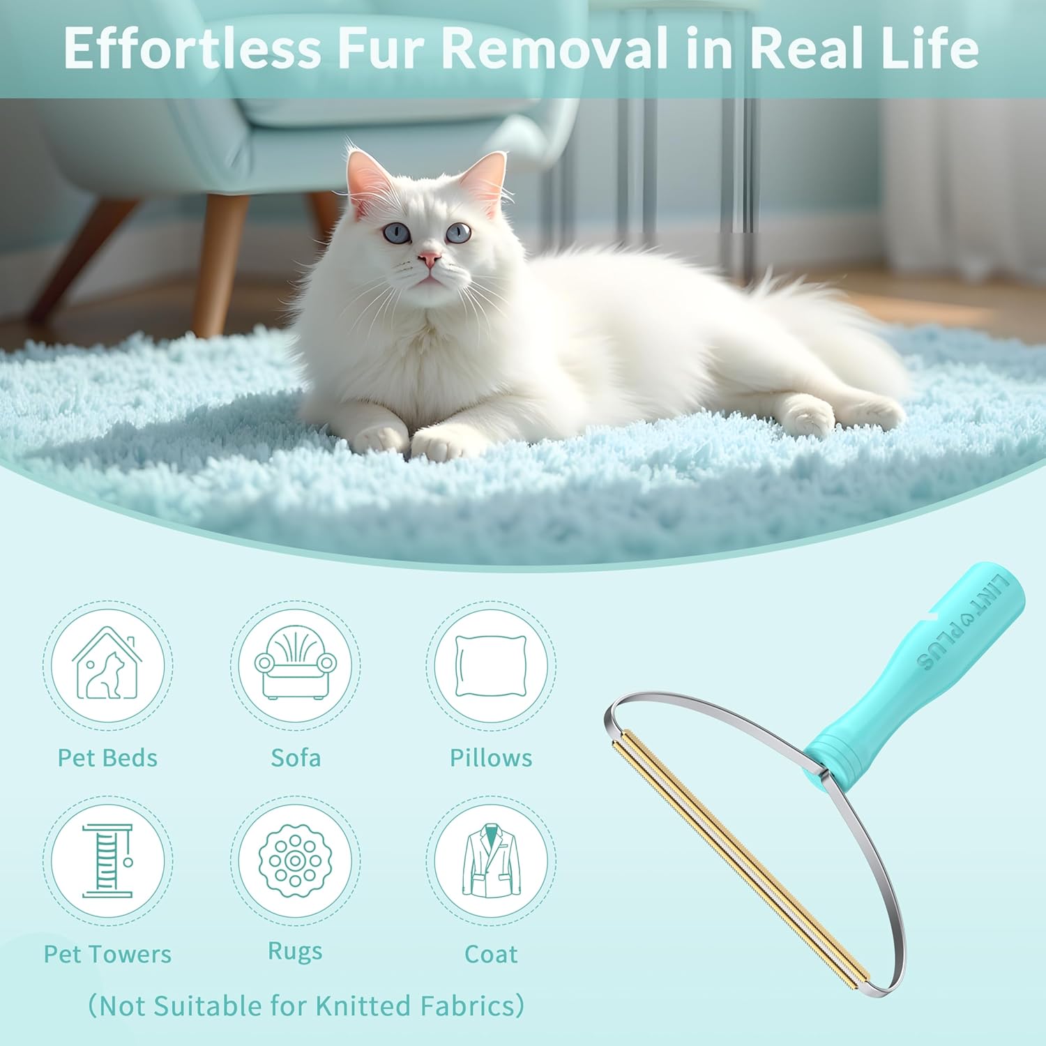 Pet Hair Remover Carpet x2 & Lint Root Cleaner Pro Pet Hair Remover by LINTPLUS,Special Pet Hair