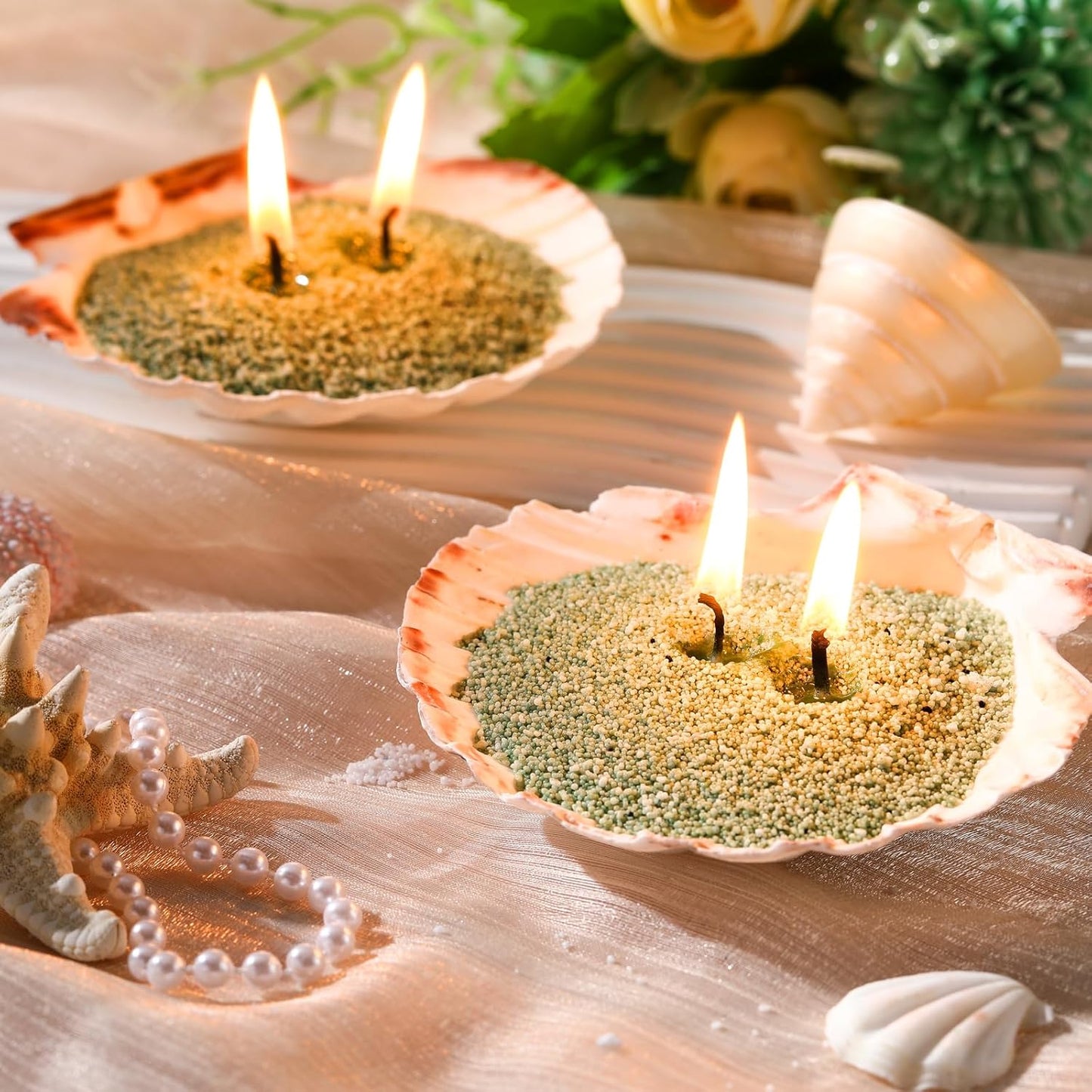 MTLEE Candle Sand 3.3 lb DIY Pearled Candle Making Kit Included 20 Pcs Wicks and Refillable Beaded