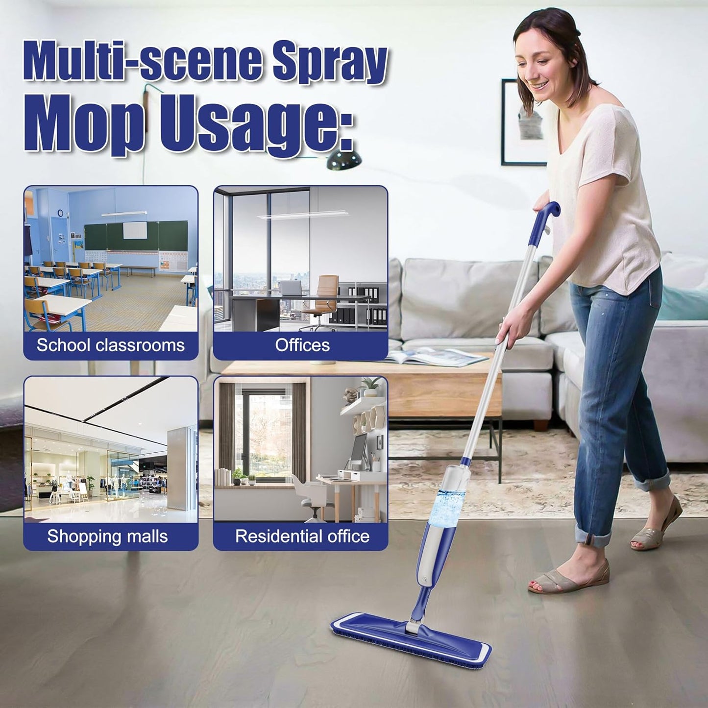 Wet Dust Mops for Hardwood Floor Cleaning - MEXERRIS Microfiber Spray Mops with 4X Reusable