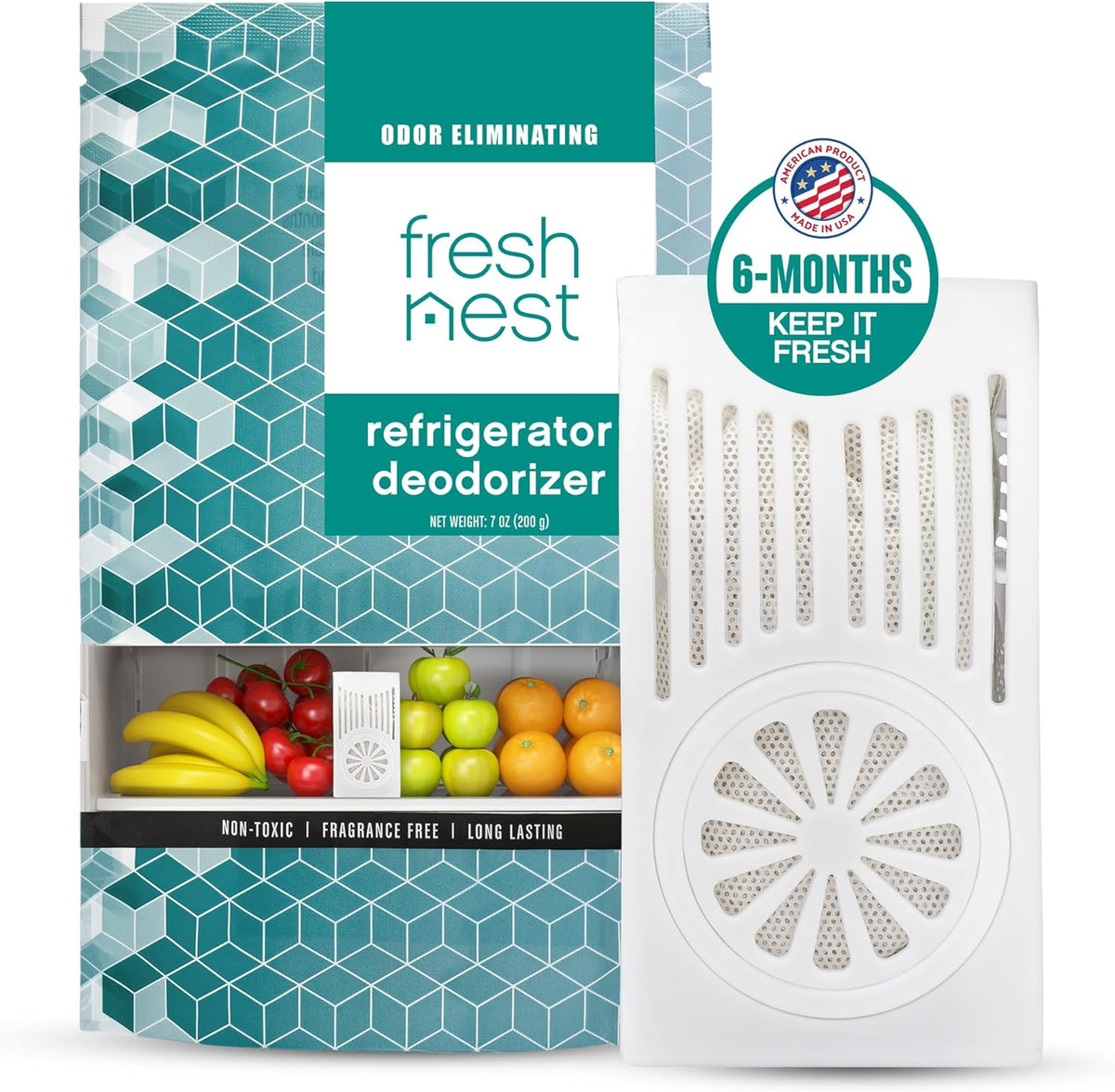 Refrigerator Deodorizer with Zeolites (1-Pack) - Odor Eliminator for Fridge & Freezer - Outshines