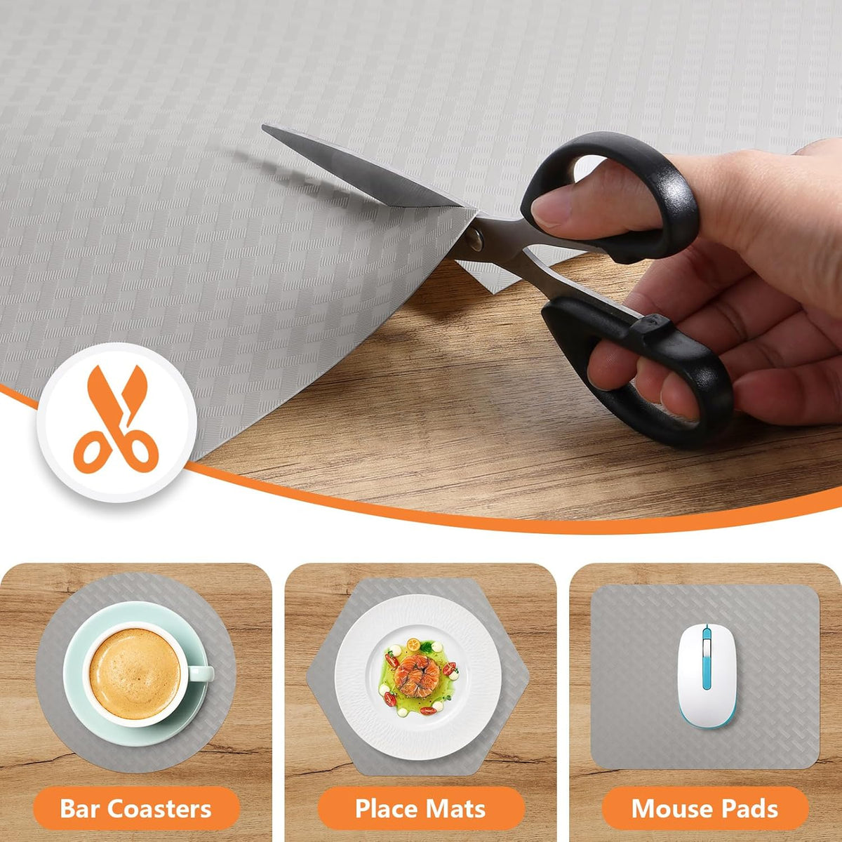 Light Gray Shelf Liners for Kitchen Cabinets Refrigerator Liners Waterproof & Oil-Proof Kitchen