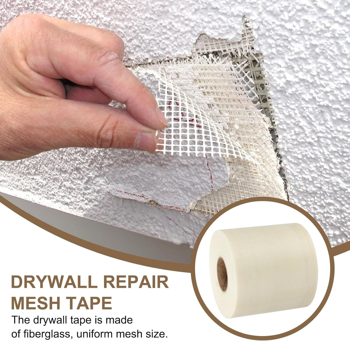 PATIKIL Drywall Repair Mesh Tape, 8 inch x 328 ft Fiberglass Repair Patch Self-Adhesive Dry Wall