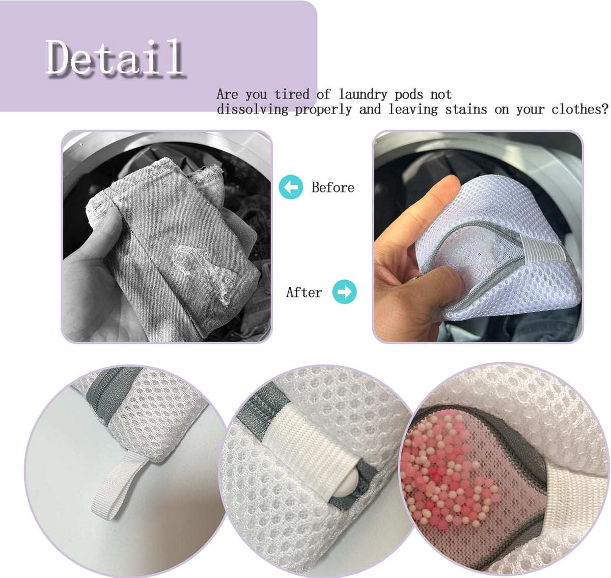 4PCS Laundry Pod Anti-Sticking Bag Laundry Pods Dissolution Protection Bag Scent Beads Bags Durable