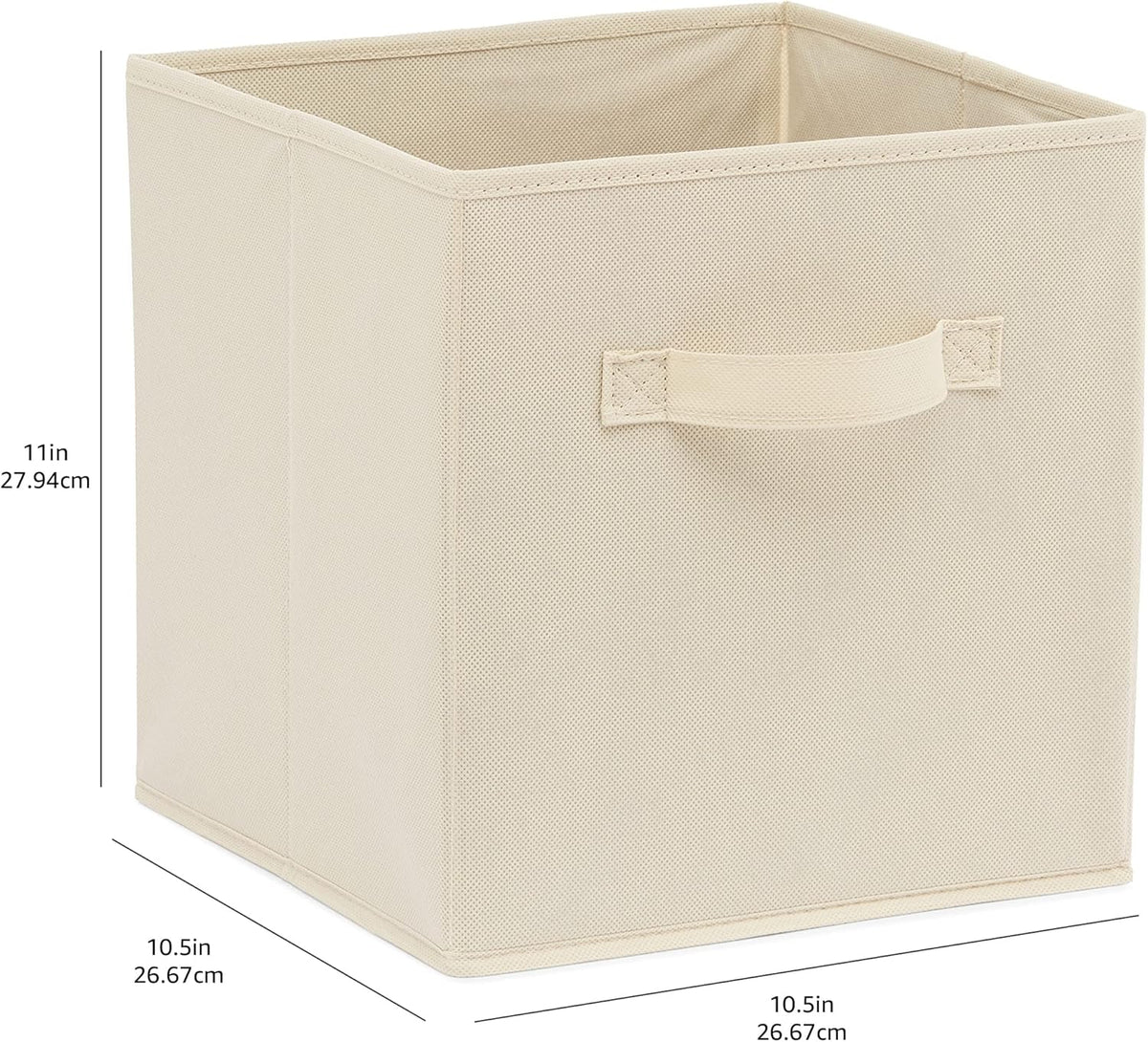 Amazon Basics Collapsible Fabric Storage Cubes Organizer with Handles, Sturdy, Beige