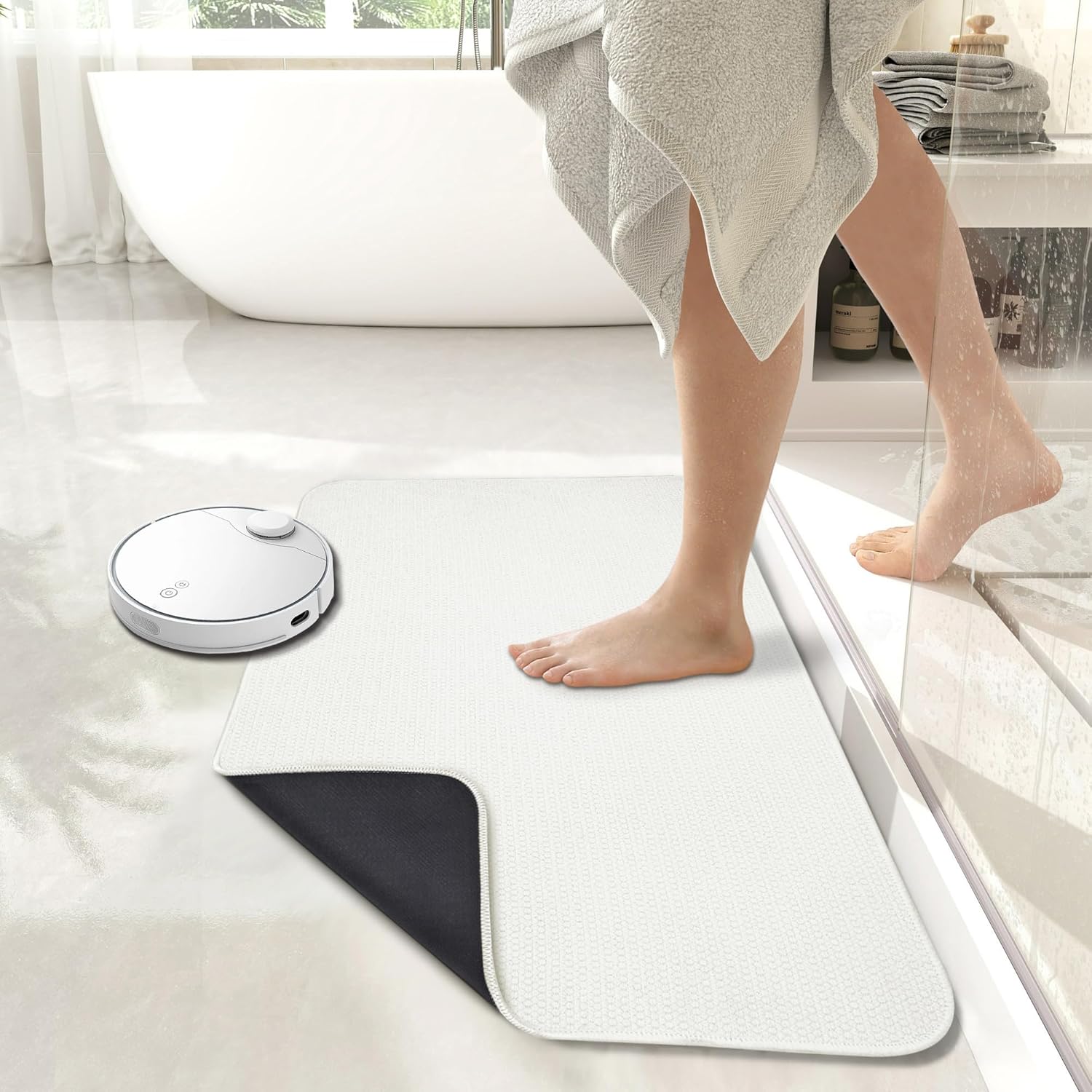 Bath Mat,Ultra Thin Bathroom Rugs,Rubber Bath Mats for Bathroom,No Slip Bath Rugs,Quick Dry,Machine