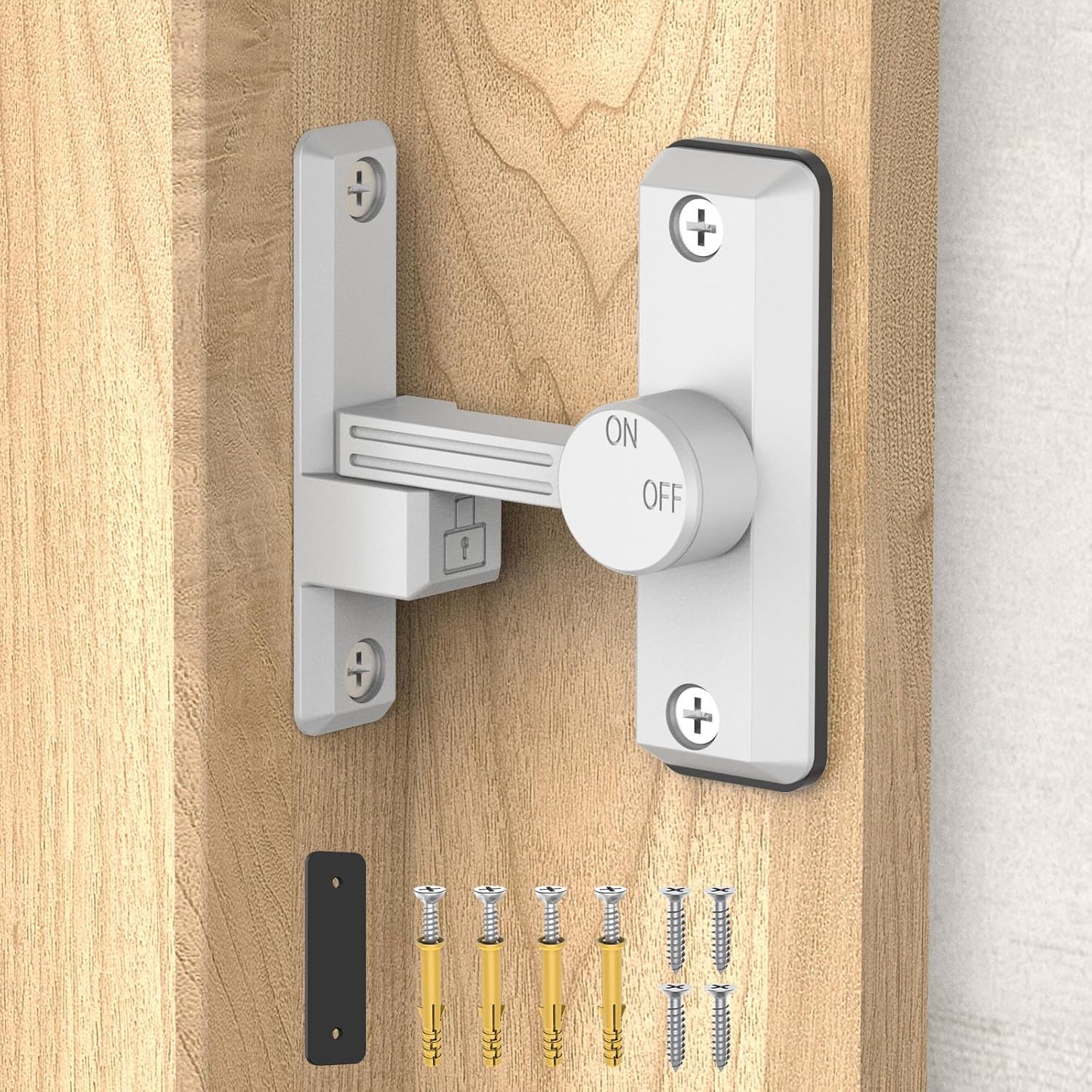 Barn Door Lock Latch, 90/180 Degree Flip Sliding Door Latch for Garage, Bedroom, Cabinet, Sturdy
