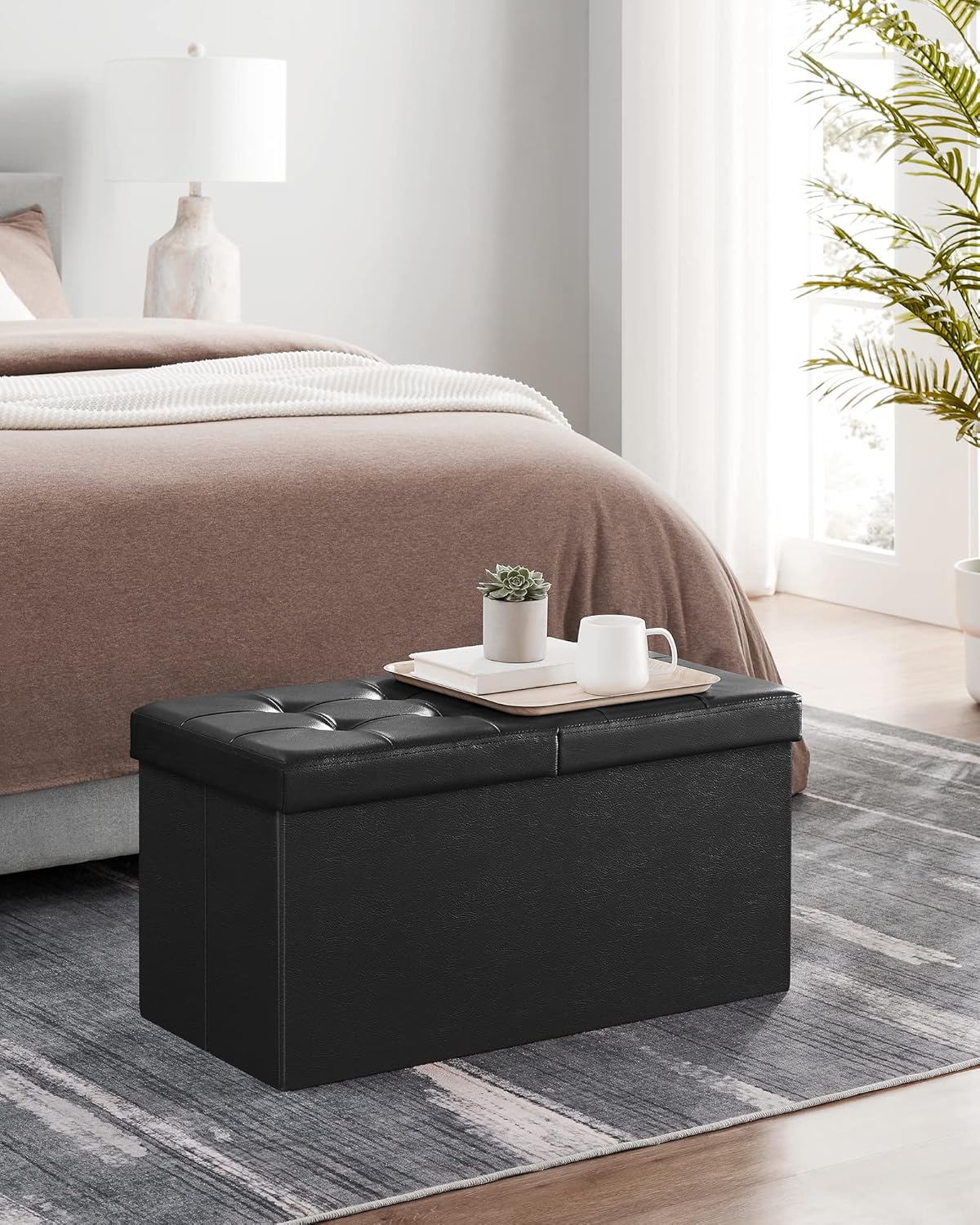 SONGMICS MAZIE Collection - 30 Inches Storage Ottoman Bench with Flipping Lid, Storage Chest
