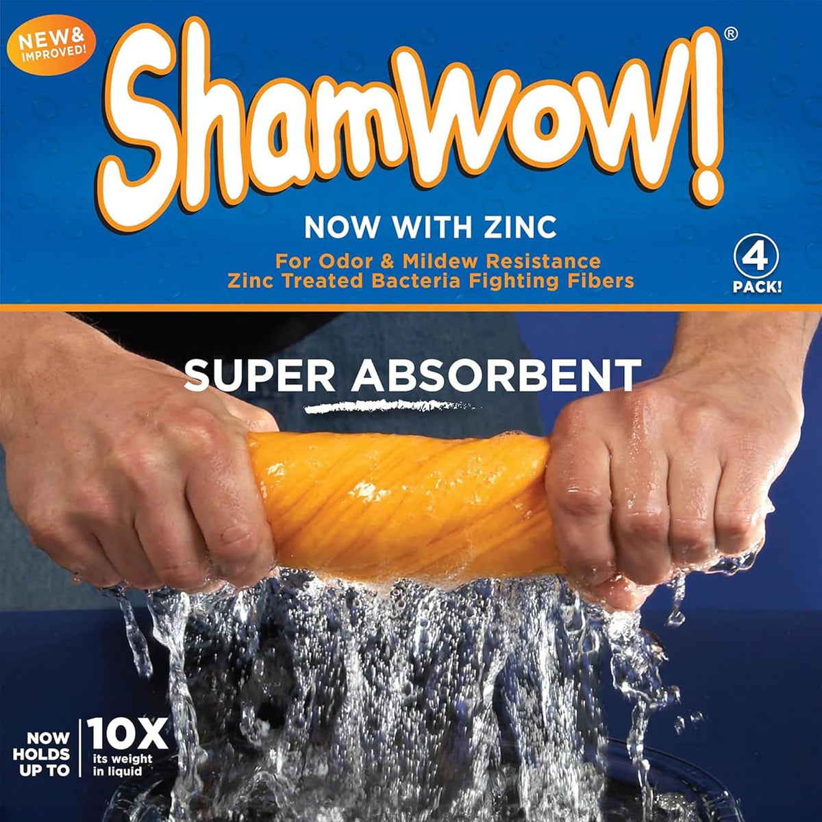 ShamWow Original Super Absorbent Multi-Purpose Cleaning Shammy Chamois Towel Cloth - Holds 10X its