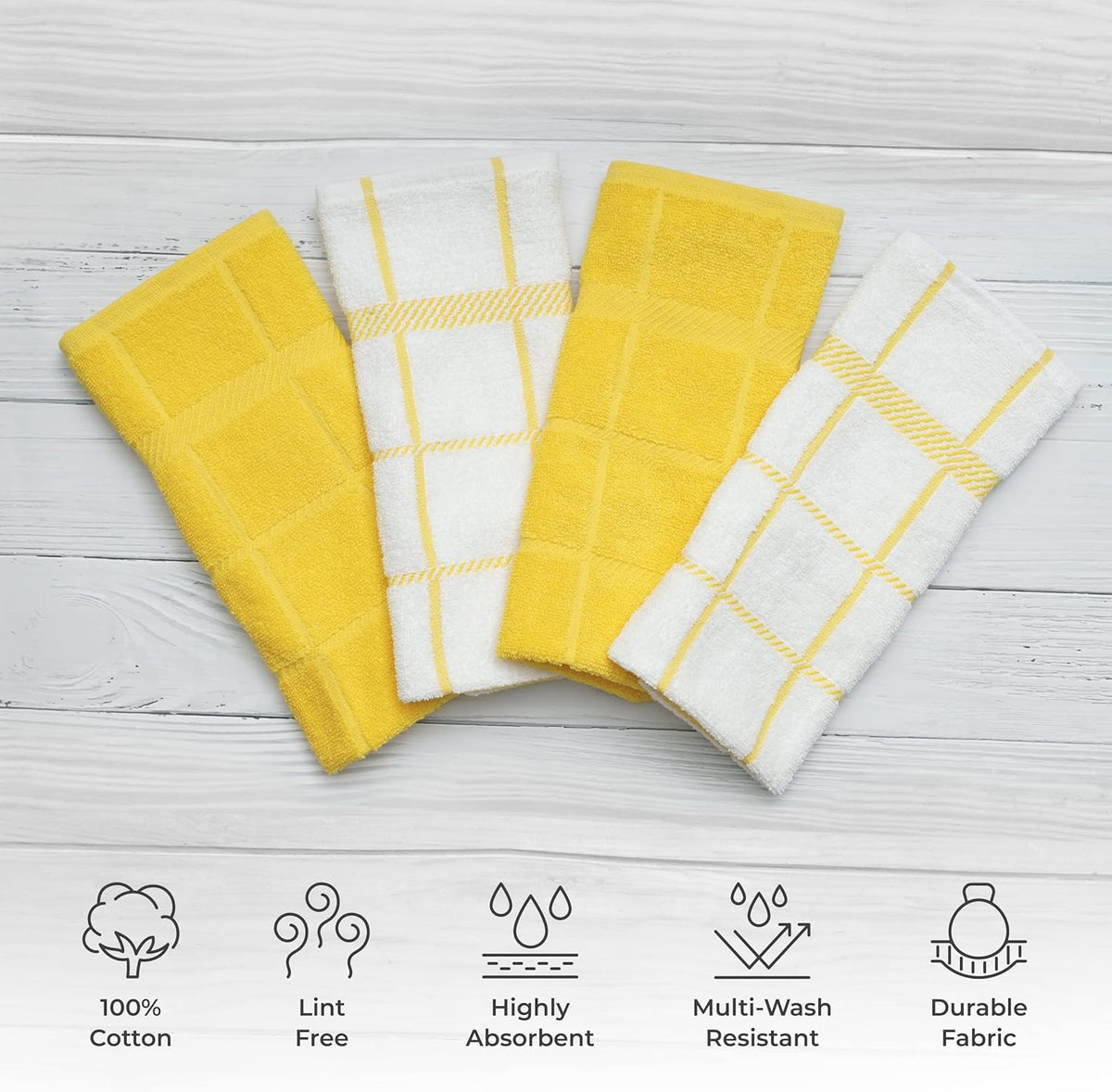 100% Cotton Terry Dish Cloth & Dish Towel, 6 Pack, Super Soft and Absorbent Kitchen Towels, Perfect