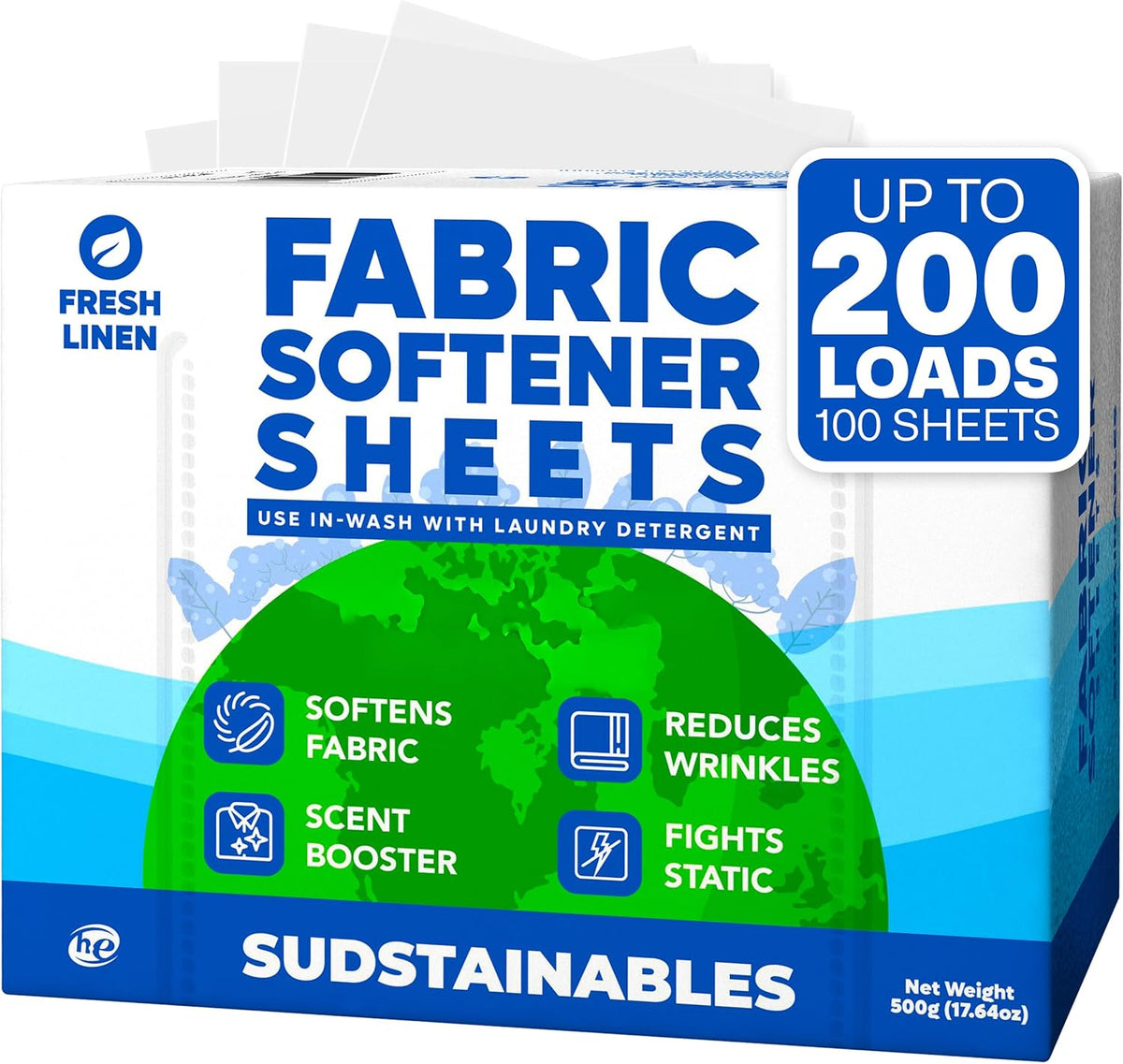 Sudstainables Fabric Softener Sheets for Washer – Laundry Softener Sheets for Washing Machines