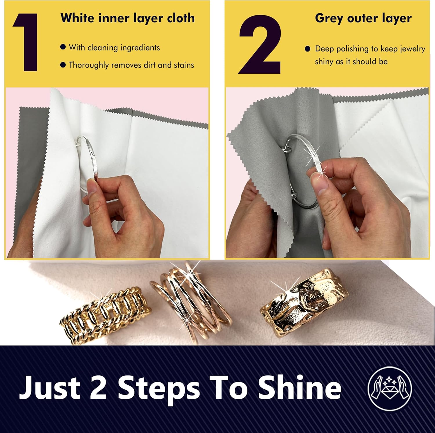 XIAOXINGYUN 10 PCS Silver polishing Cloth,Jewelry Cleaning Cloth for Sterling Silver, Multi-Layer