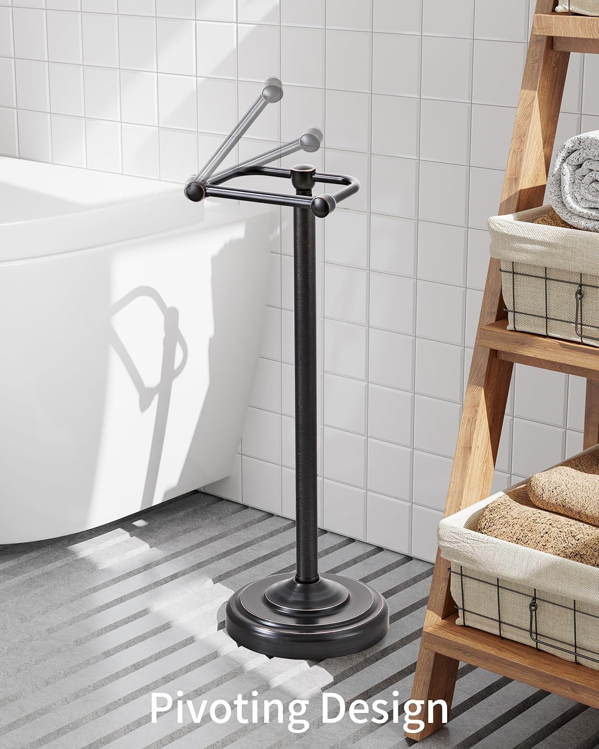 Toilet Paper Holder Stand, Oil Rubbed Bronze Toilet Paper Holder Free Standing, Post Pivoting