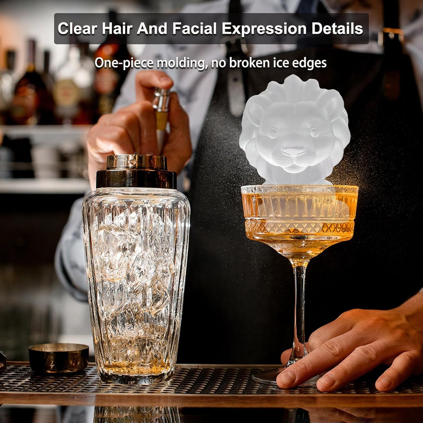 3D Lion Ice Cube Silicone Molds Tray for Whiskey, Cocktail, Drink Decor, Bar; Rich Details. Cute