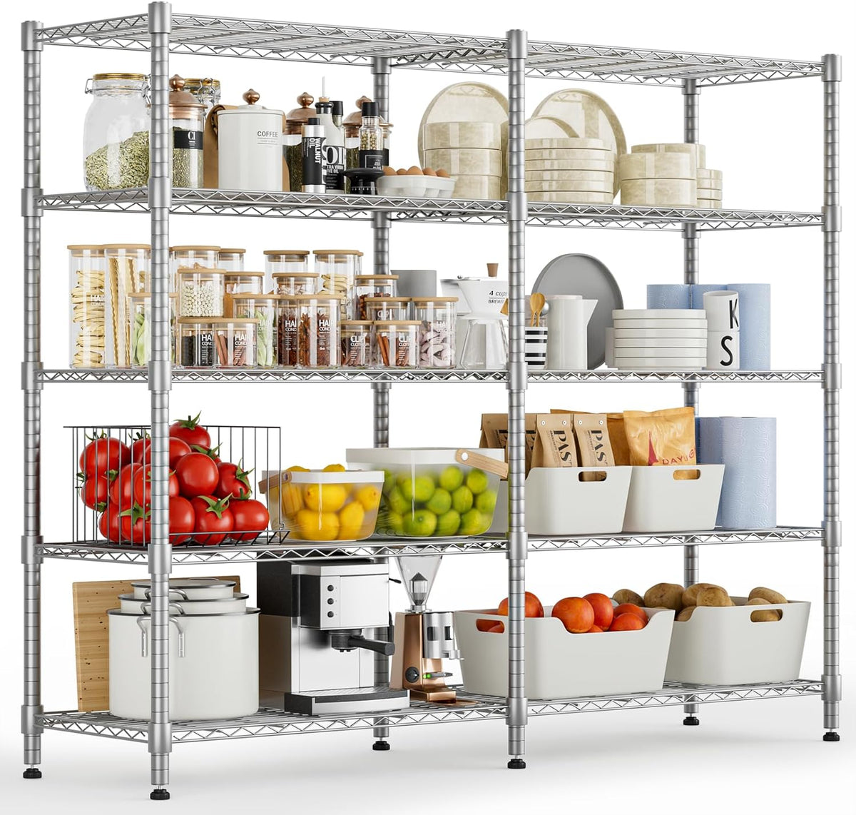 Himimi 72"W Wire Rack Shelving-2000LBS Capacity, Adjustable Storage Shelves Metal Shelves for
