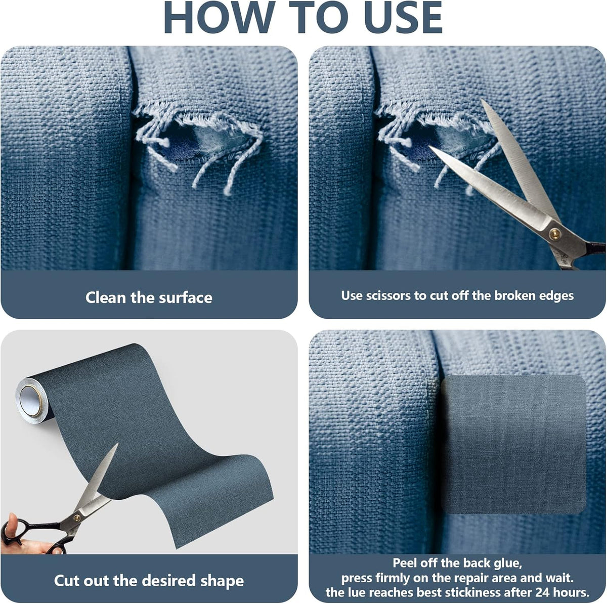 Fabric Repair Patches, Linen Repair Tape Self-Adhesive Fabric Patches Durable, DIY Large Linen Tape