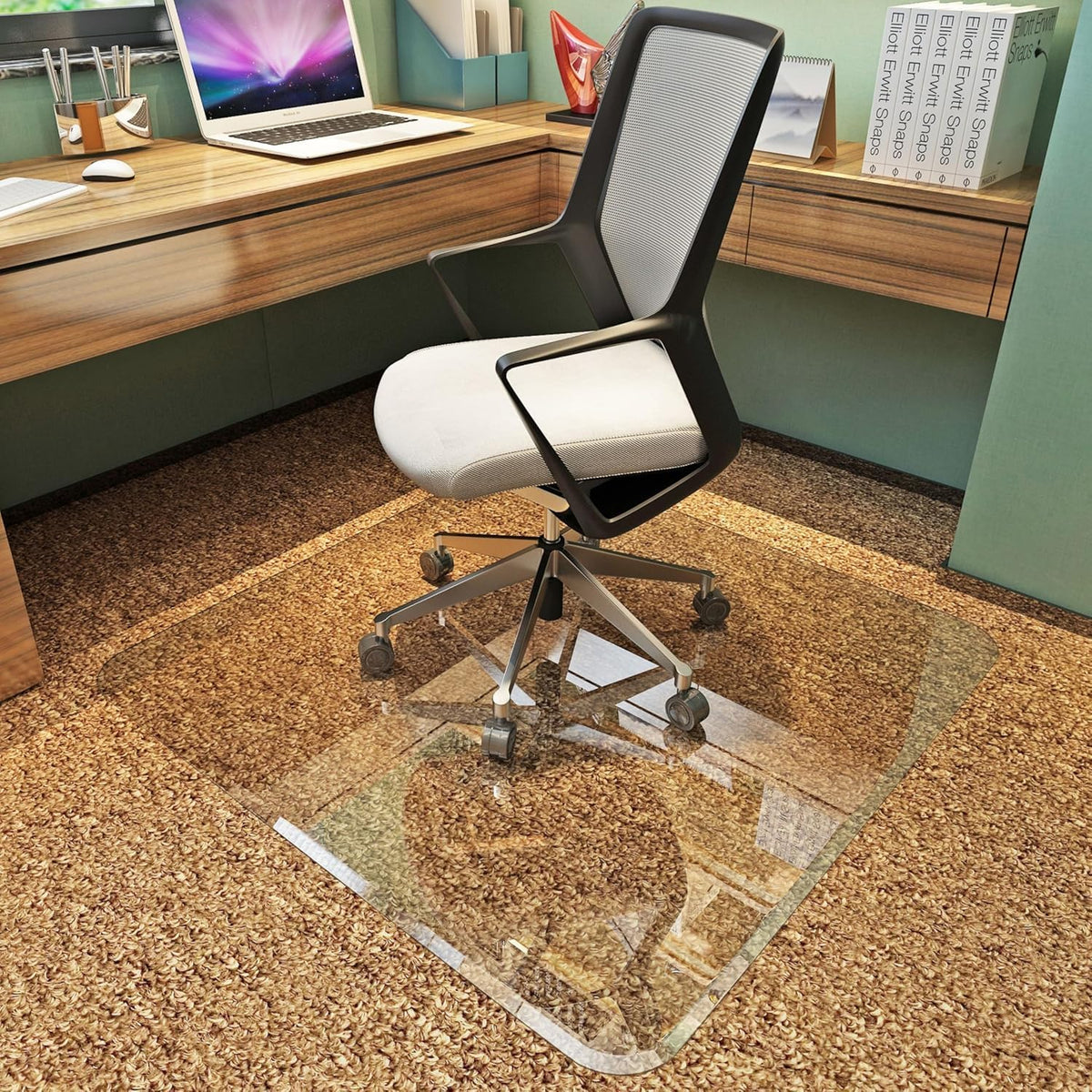 Glass Chair Mat with Exclusive Beveled Edge by Clearly Innovative 1/4” Thick Ultra-Clear Glass
