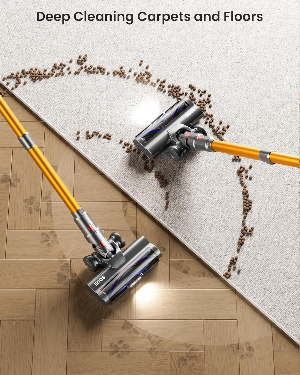 Cordless Vacuum Cleaner, 580W 48KPA 65Mins Self-Standing Vacuum Cleaners for Home, Stick Vacuum