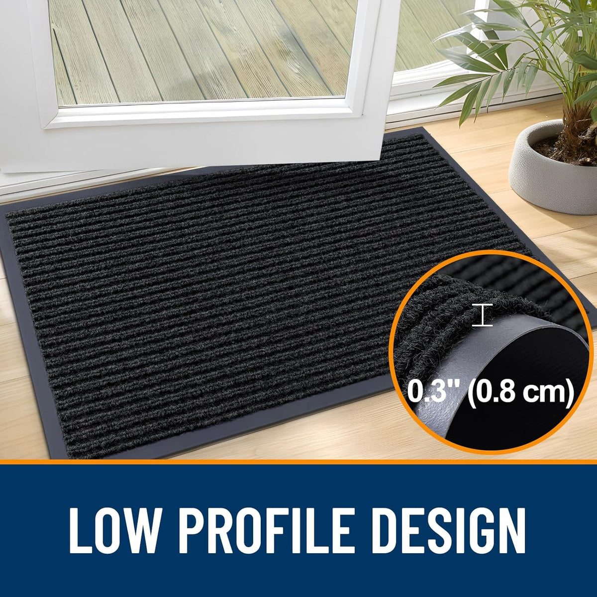 OLANLY Front Door Mat Indoor Outdoor Entrance, Waterproof Heavy Duty Doormat, Fade Resistant, Low
