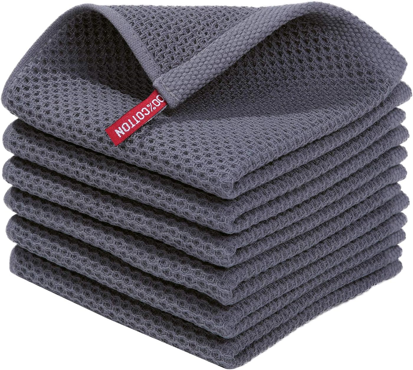 Homaxy 100% Cotton Waffle Weave Kitchen Dish Cloths, Ultra Soft Absorbent Quick Drying Dish Towels