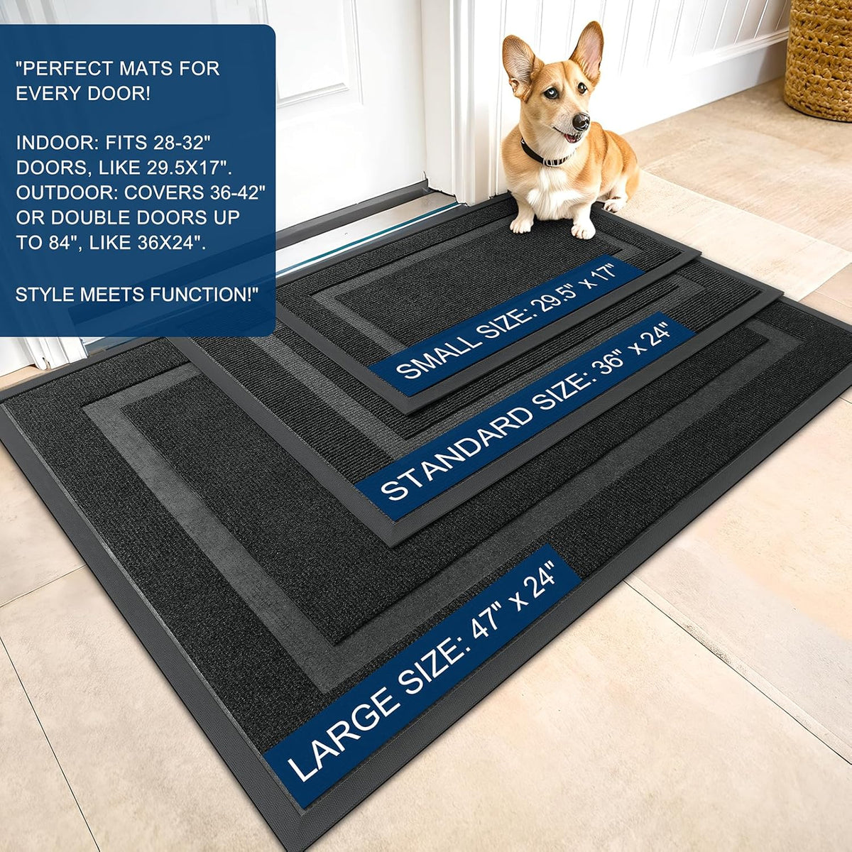 OLANLY Front Door Mat Indoor Outdoor Entrance, Waterproof All-Season, All-Weather Doormat, Sturdy