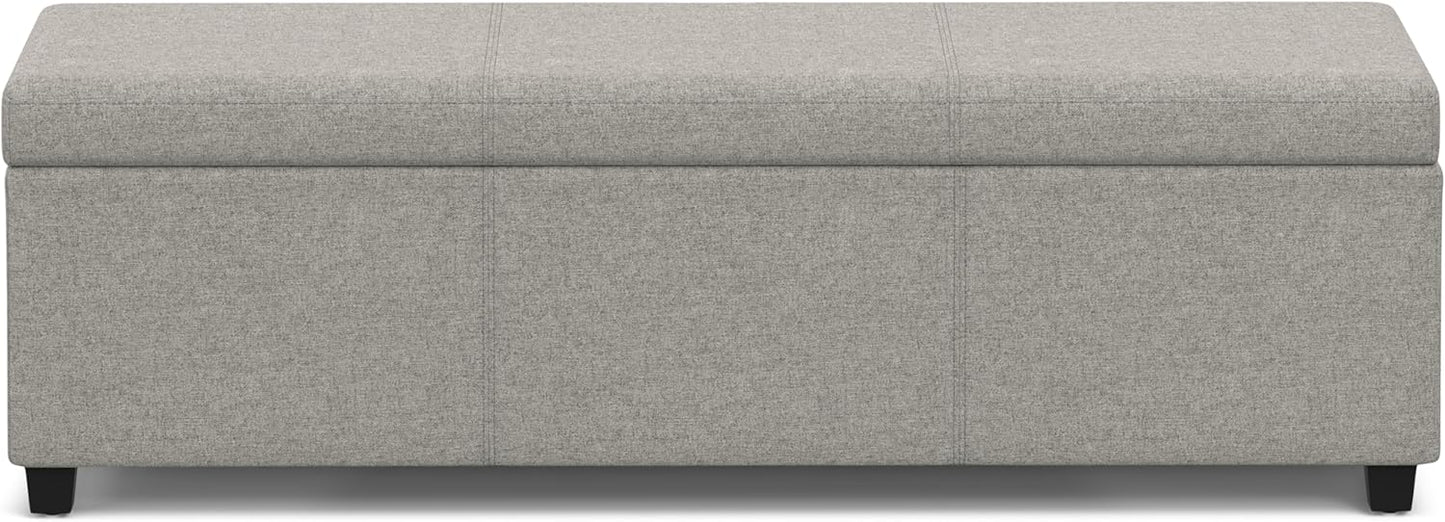 SIMPLIHOME Avalon 54 inch Wide Contemporary Rectangle Extra Large Storage Ottoman Bench in Cloud