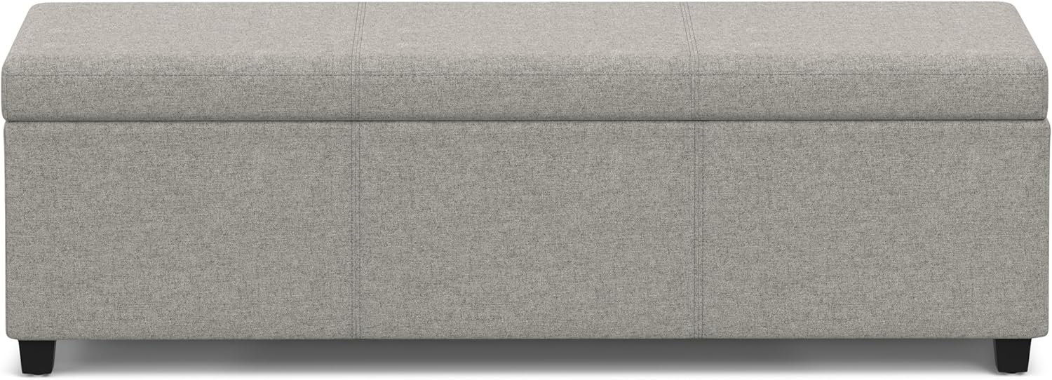 SIMPLIHOME Avalon 54 inch Wide Contemporary Rectangle Extra Large Storage Ottoman Bench in Cloud