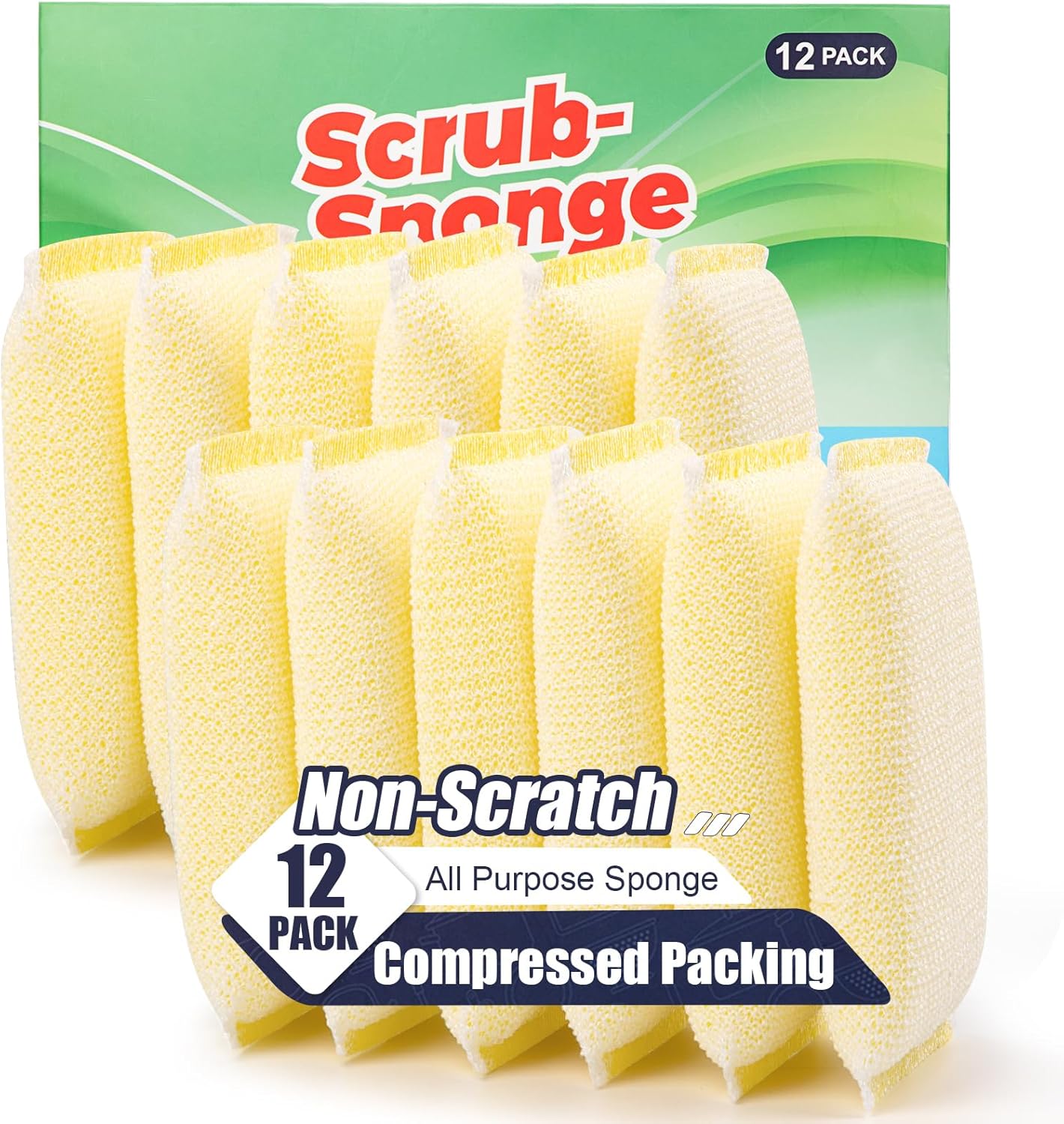All-Purpose Non Scratch Sponges，Sponges Kitchen for Washing and Cleaning Dishes, Non-Stick