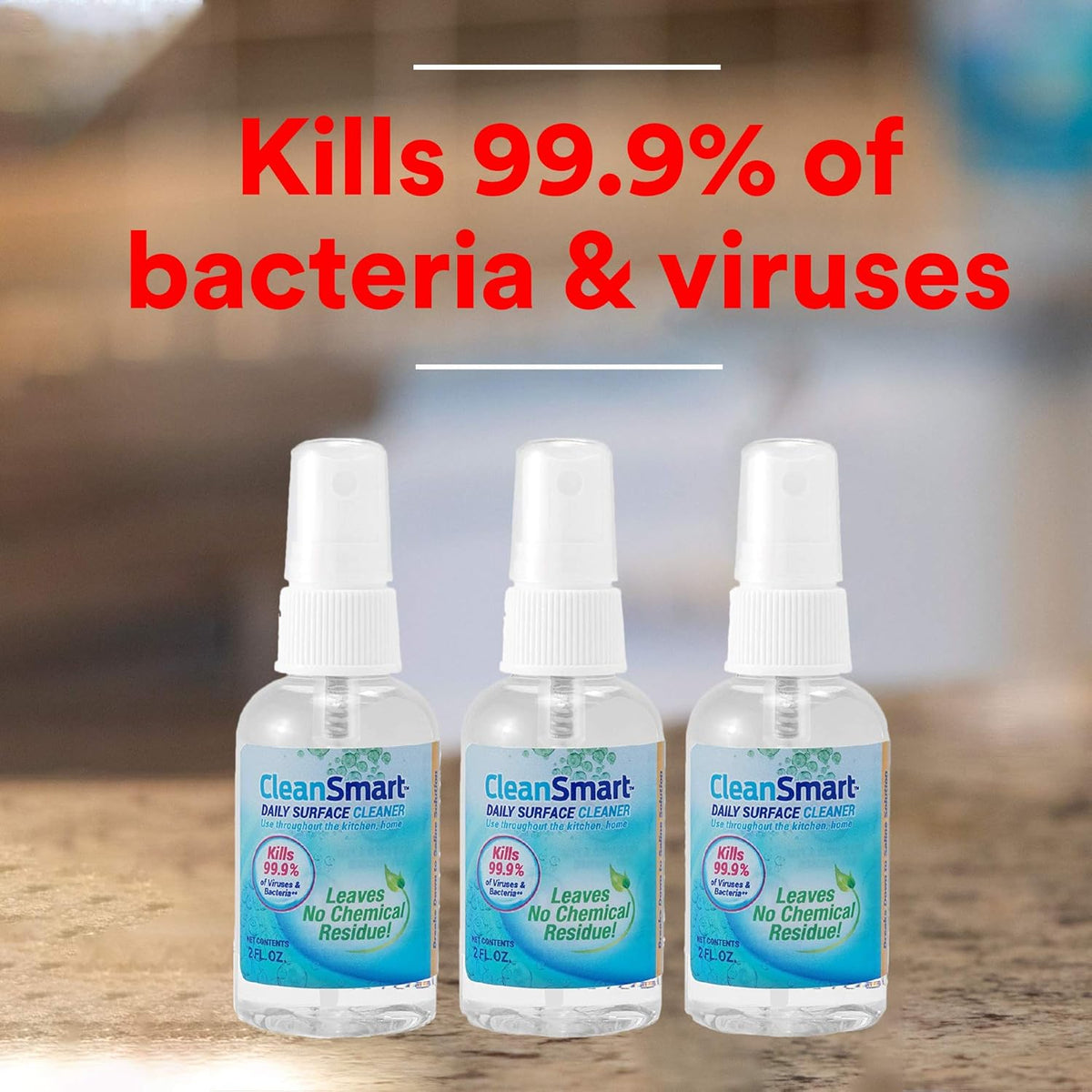 CleanSmart To Go Disinfectant Kills 99.9% of Viruses, TSA-Approved for Safe Travel, 2 oz Bottle