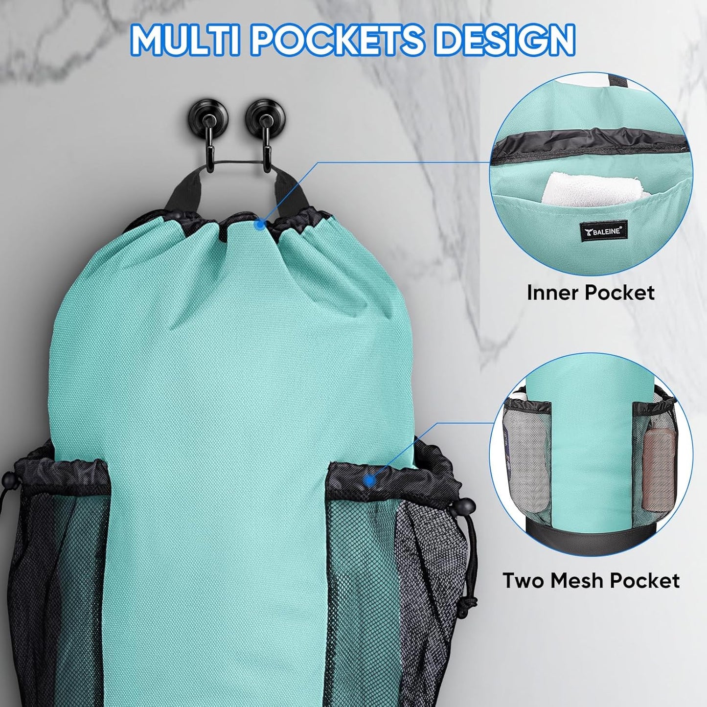 BALEINE 120L Laundry Bag Backpack, 900D Oxford Fabric Large Travel Laundry Bags with Shoulder