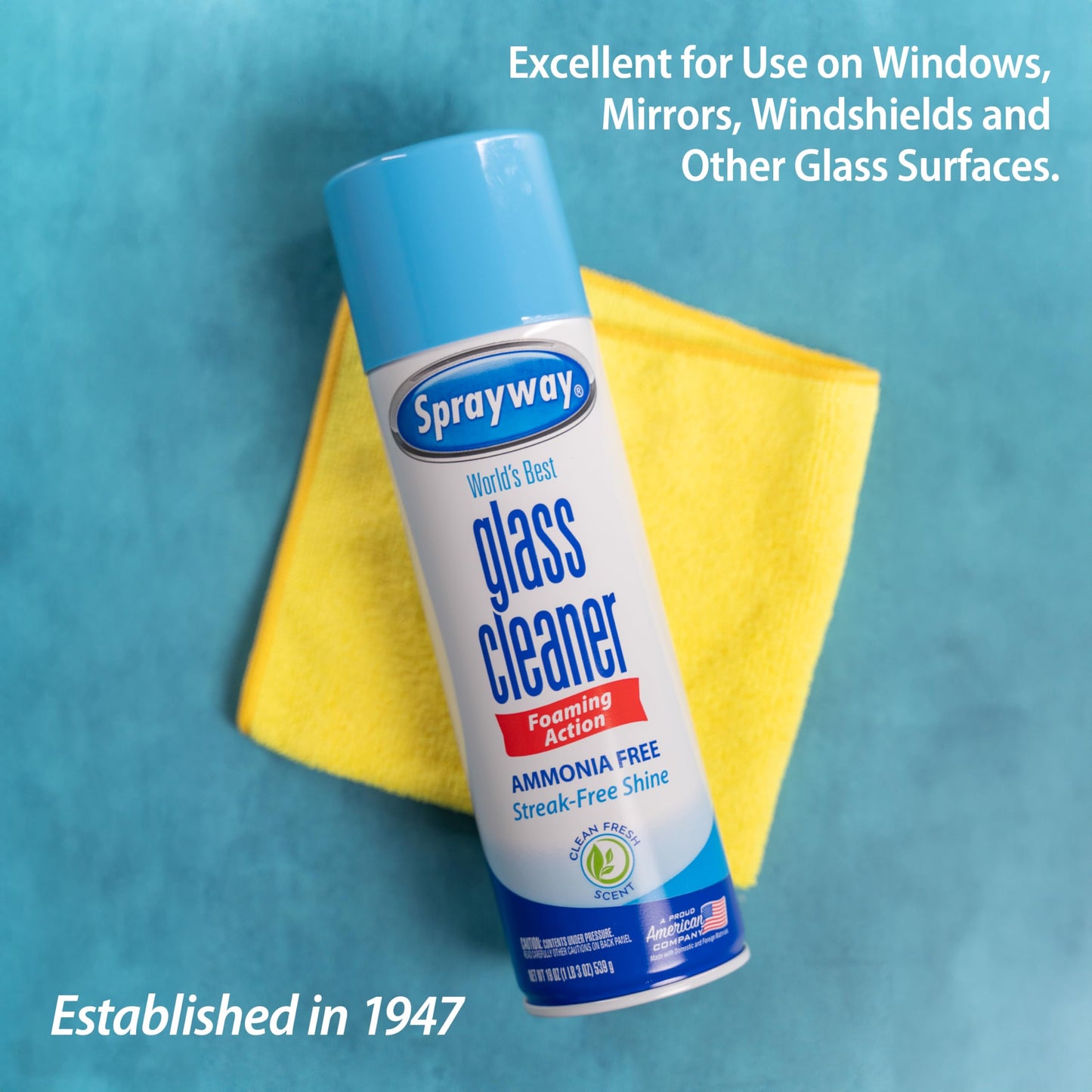 Sprayway Glass Cleaner Foaming Aerosol Spray, 19oz, Pack of 2 | Ammonia-Free, Streakless