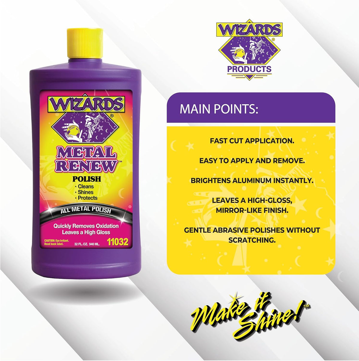 Wizards Metal Polish Cream Metal Renew - Cleans, Shines and Protects All Metals - Cream Fast-Cut