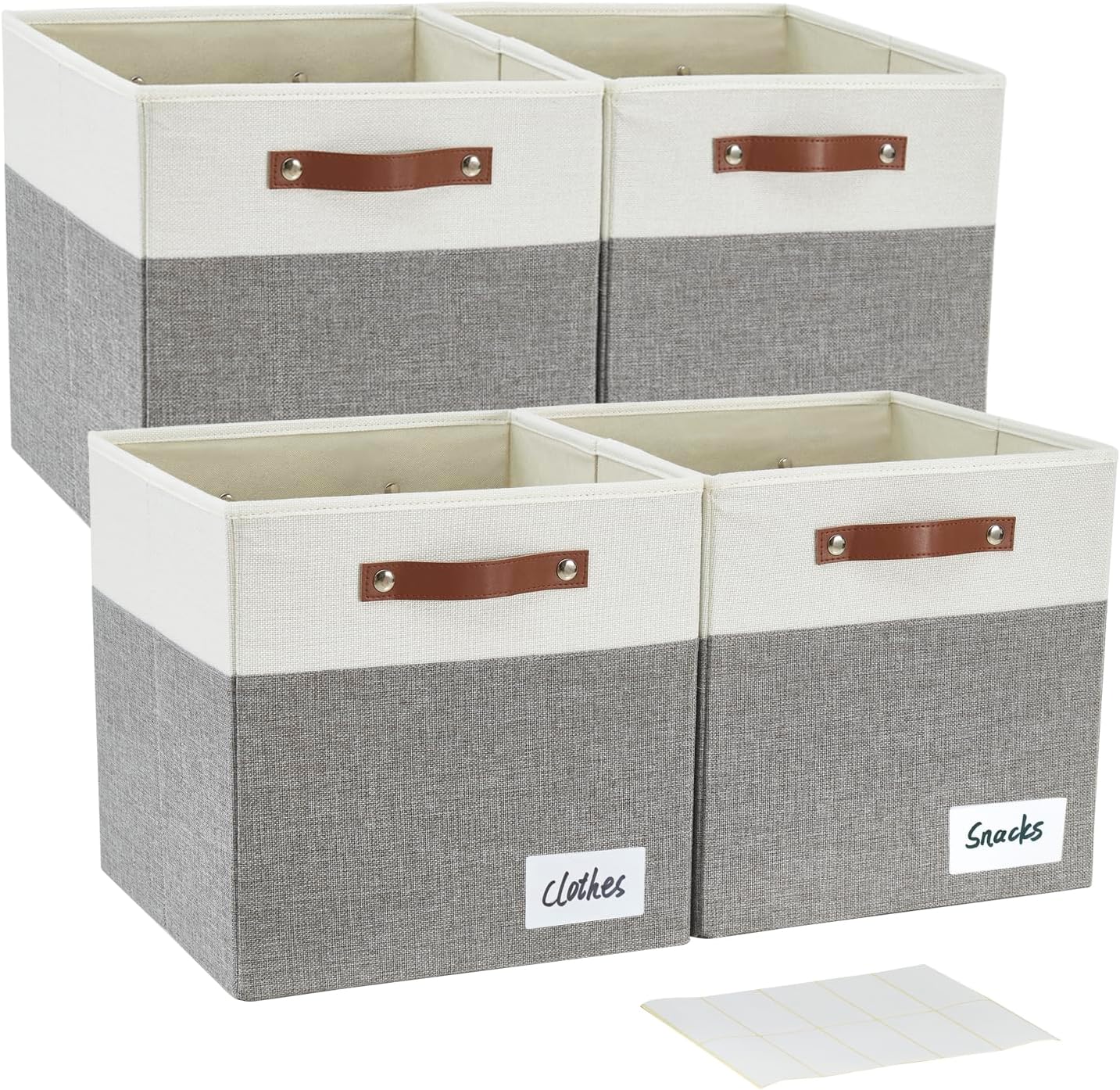 Collapsible Fabric Storage Cube Bins with 2 Reinforced PU Handles, Foldable Storage Organizer