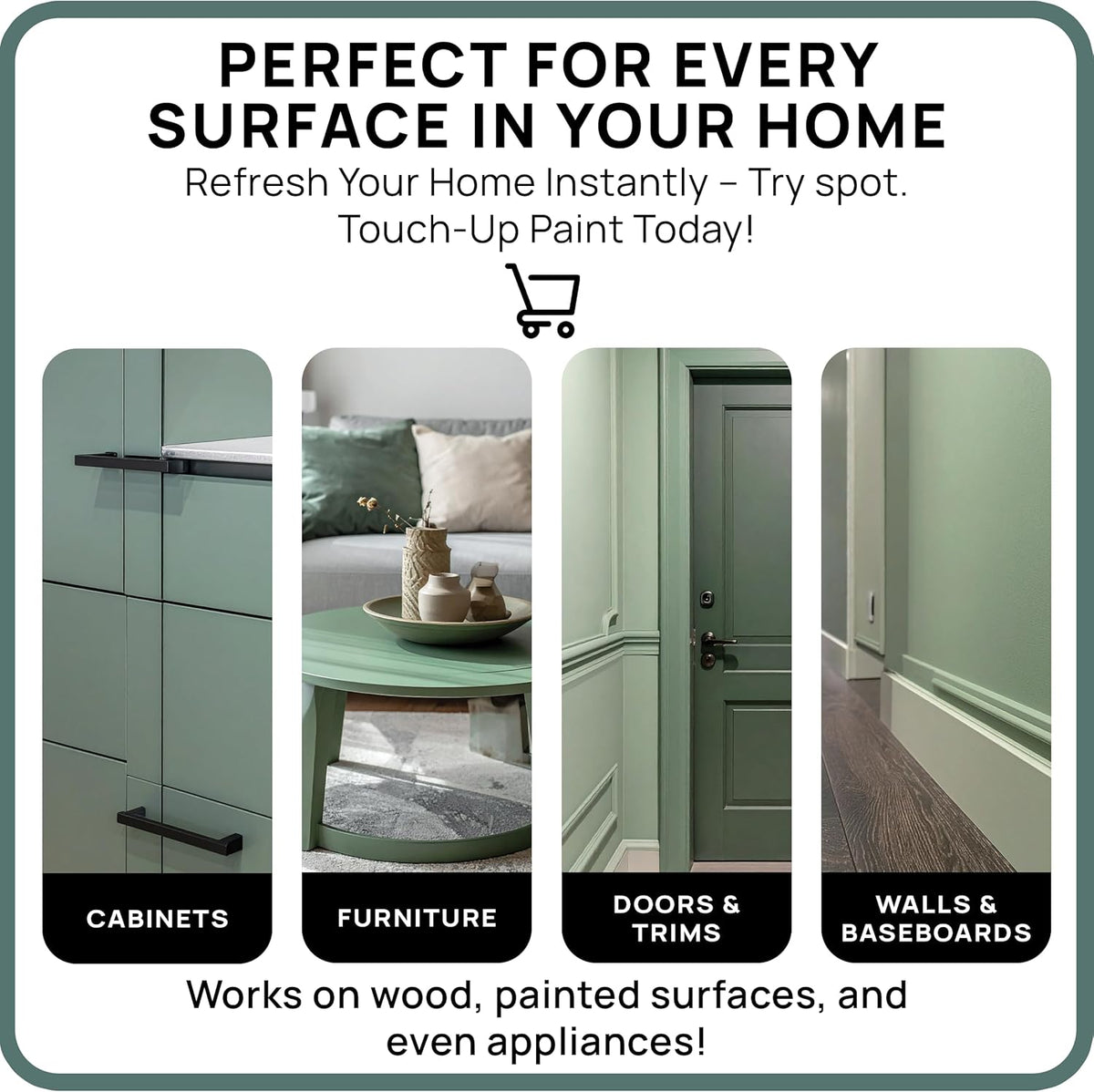 spot. Touch-Up Paint | Matte Finish for Cabinets, Walls, Doors & Furniture | Multi-Tone Green