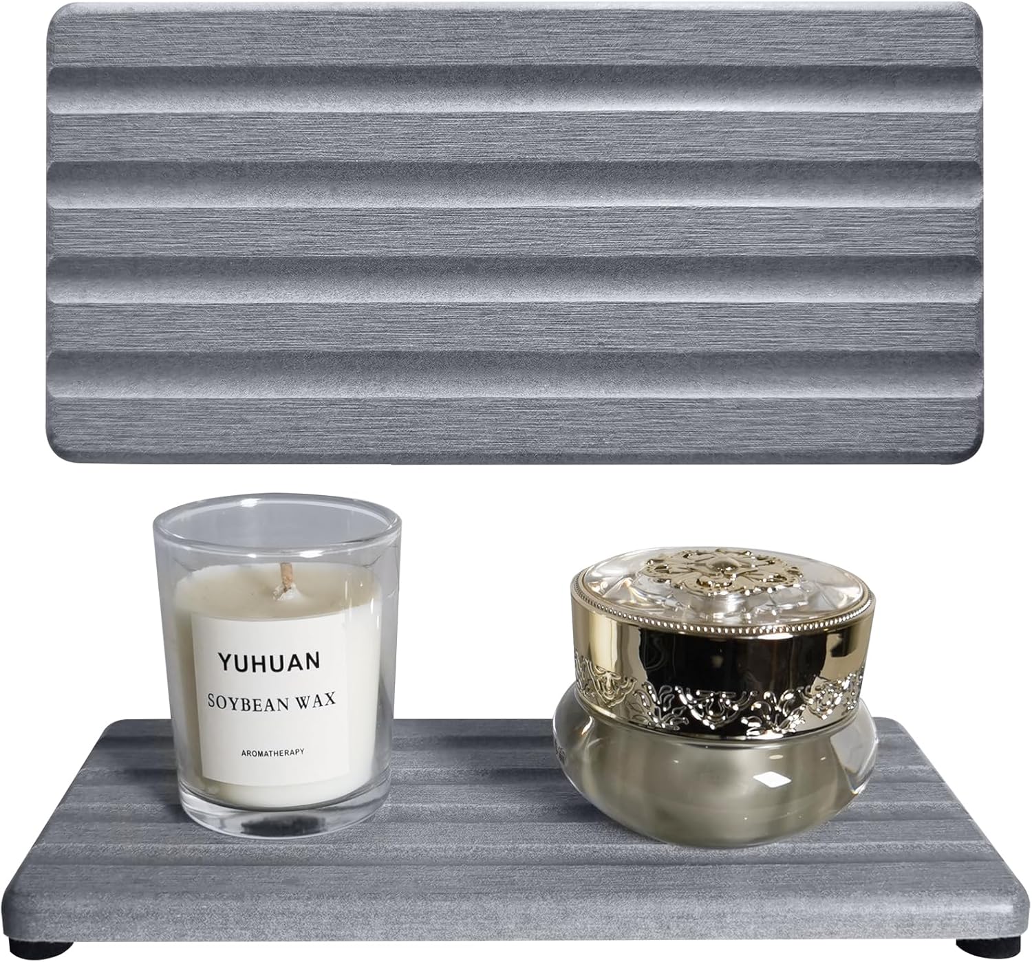 2 PCS Water Absorbing Stone Trays for Bathroom Sink & Kitchen Counter, Fast-Drying Diatomite Sink