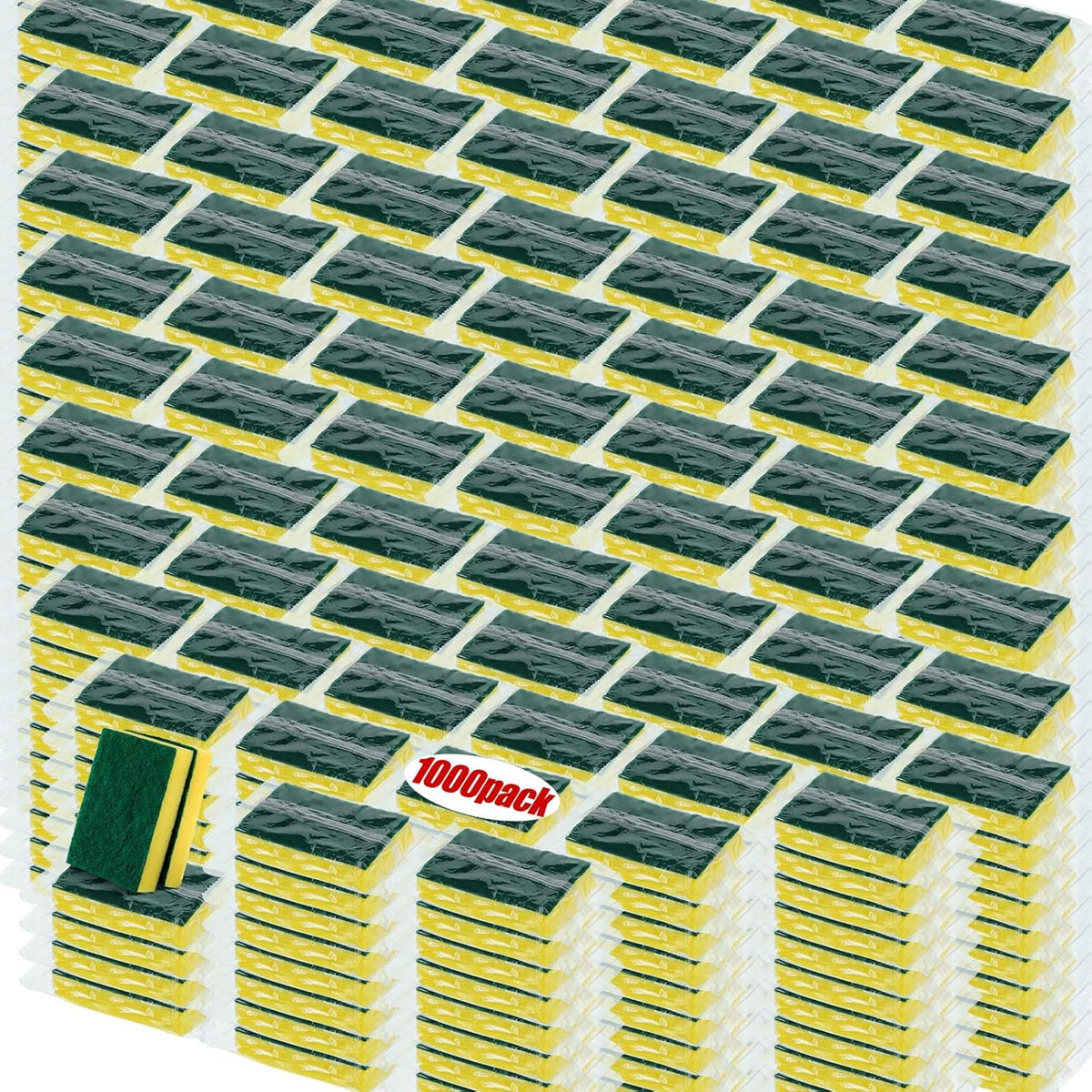 Tanlade 1000 Pcs Individually Wrapped Sponge Dishwashing Sponge Bulk Non Scratch Scrub Sponges
