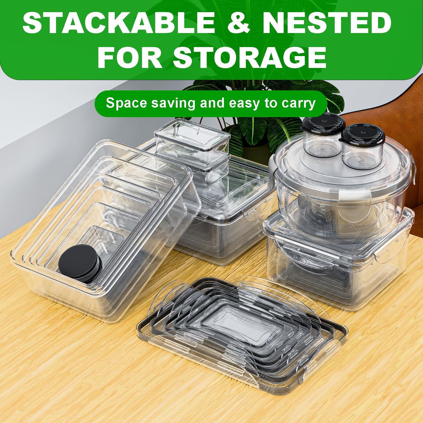 62 Pcs Large Food Storage Containers with Lids Airtight,Total 656OZ(31 Containers &31 Lids)
