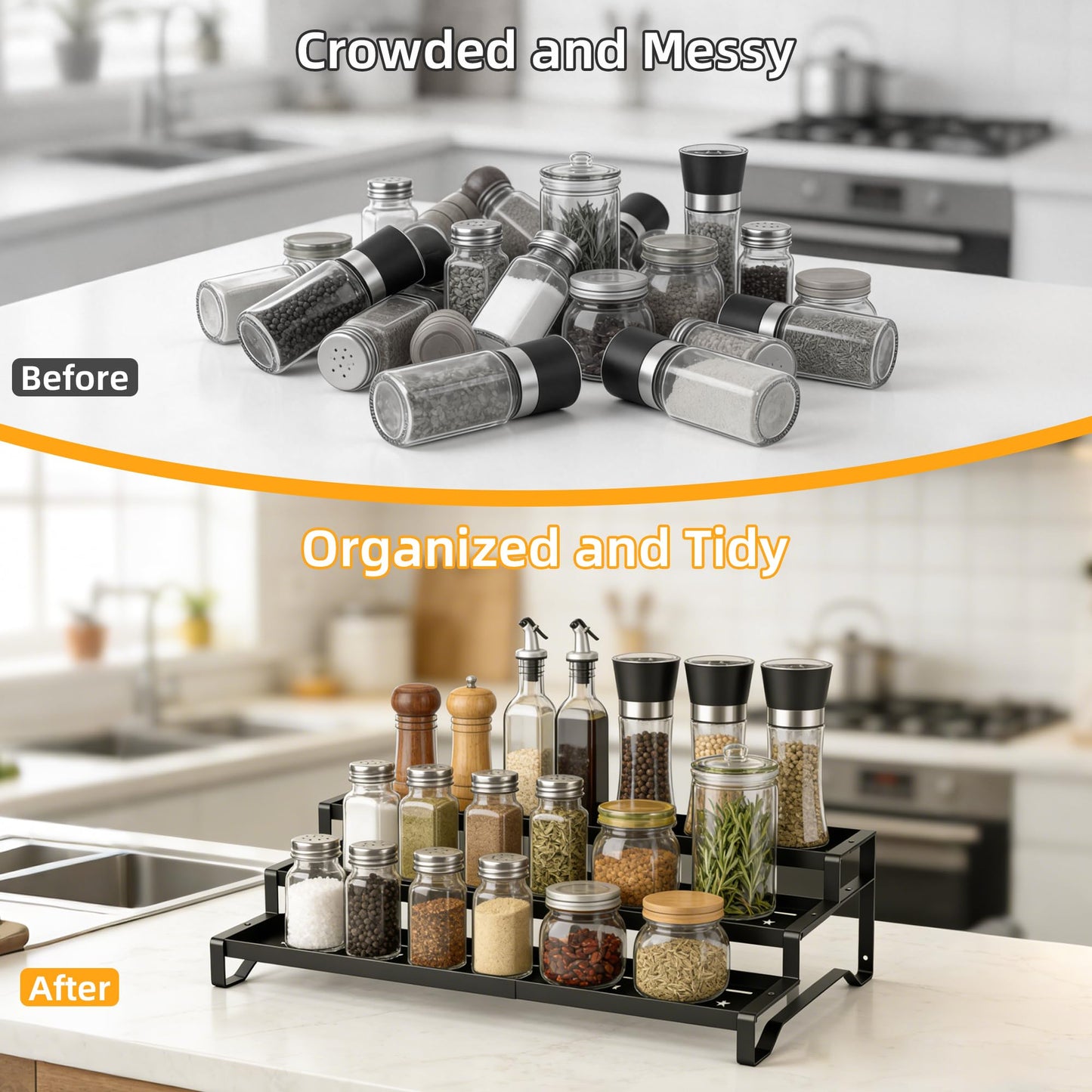 PEEKUP Spice Rack Organizer for Cabinet, 13-21.5" Expandable Spicy Shelf – view 4