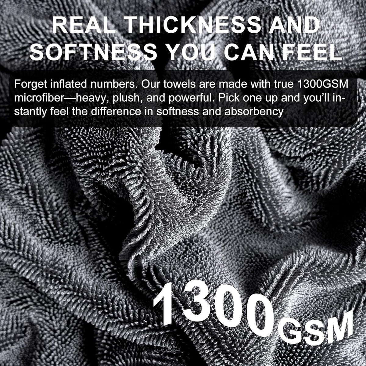 2 Pack XL Car Drying Towel – 1300GSM Ultra Absorbent Microfiber, 24"x36" Large Size, Twisted Loop