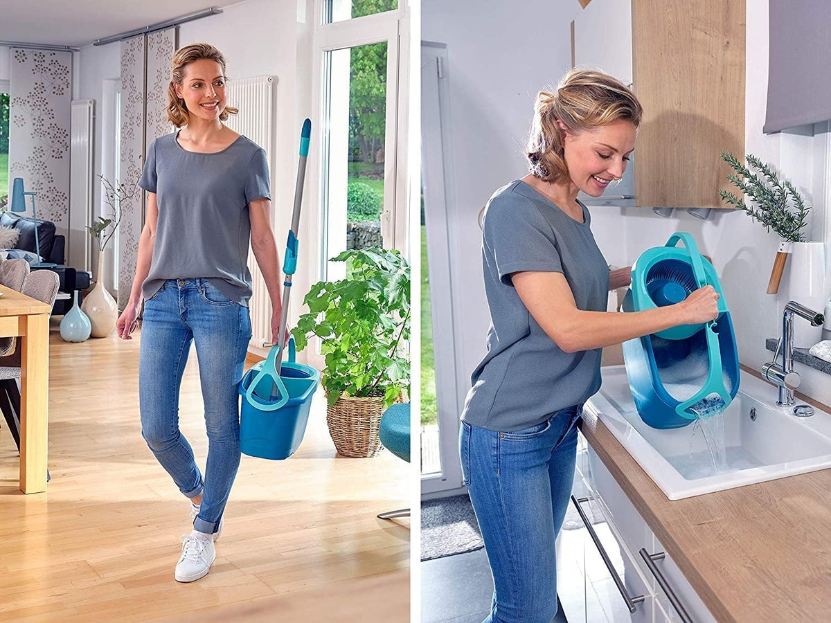 Leifheit Clean Twist Spin Mop and Bucket Set with Rollers | Telescopic Handle, 360° Joint, Spin-Dry