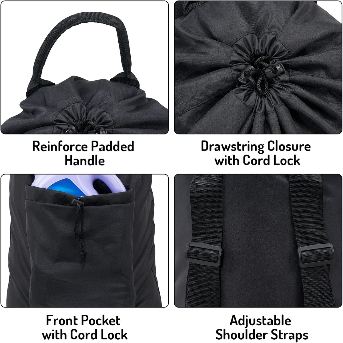 Laundry Backpack Bag, Dirty Clothes Travel Laundry Bag with Shoulder Straps for College Dorm Room