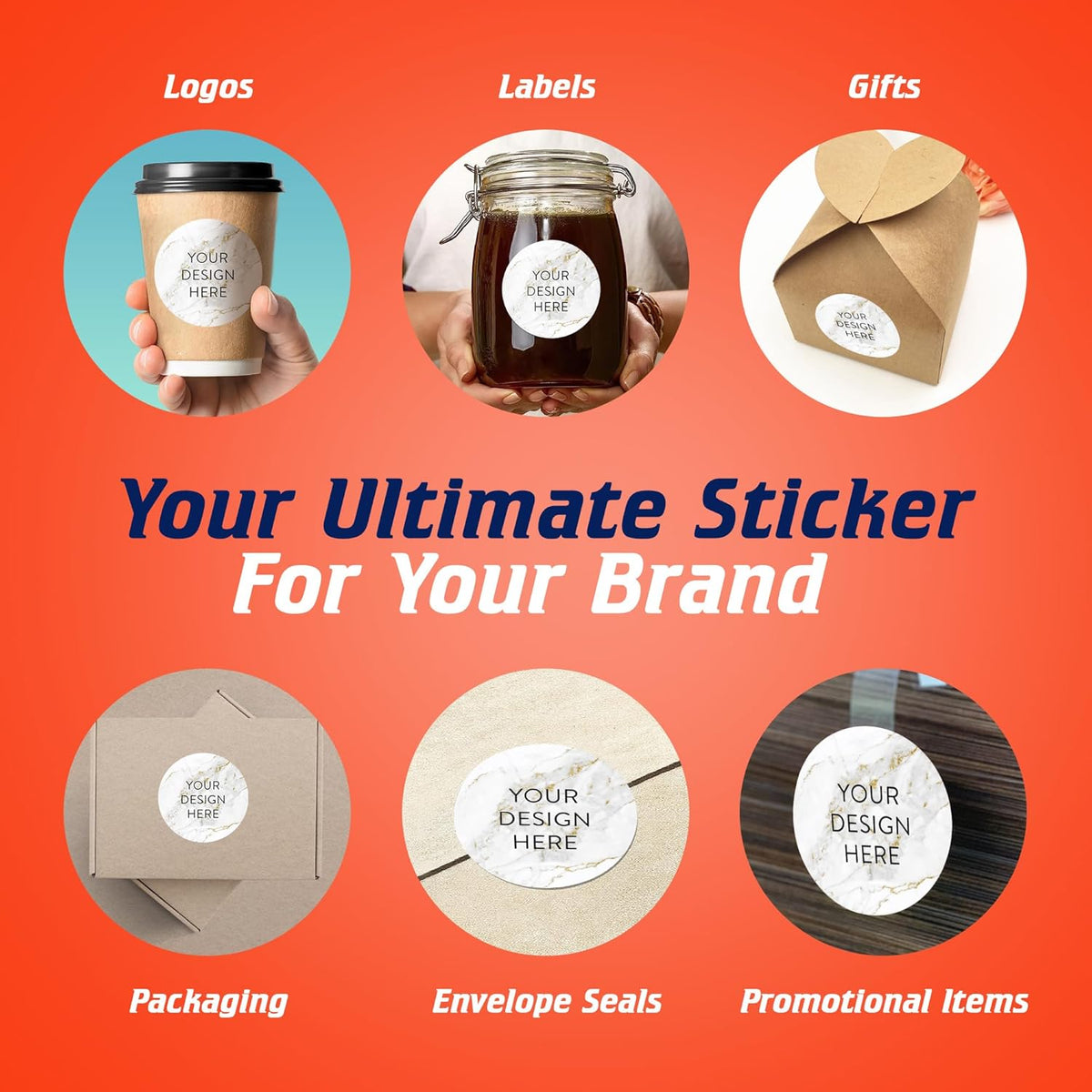 100 Custom Vinyl Stickers - Upload Your own Image, Text, Design, Logo - Personalized Logo Labels