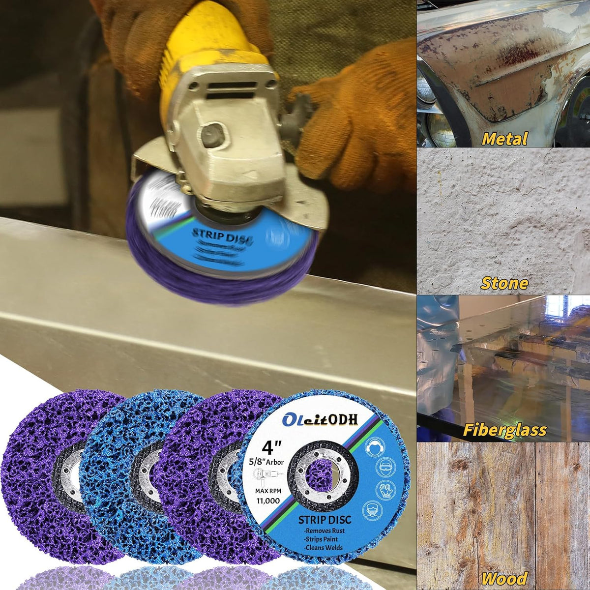 20 Pcs 4" x 5/8" Strip Discs Bulk, Paint Stripping and Rust Removal Wheels for Angle Grinders