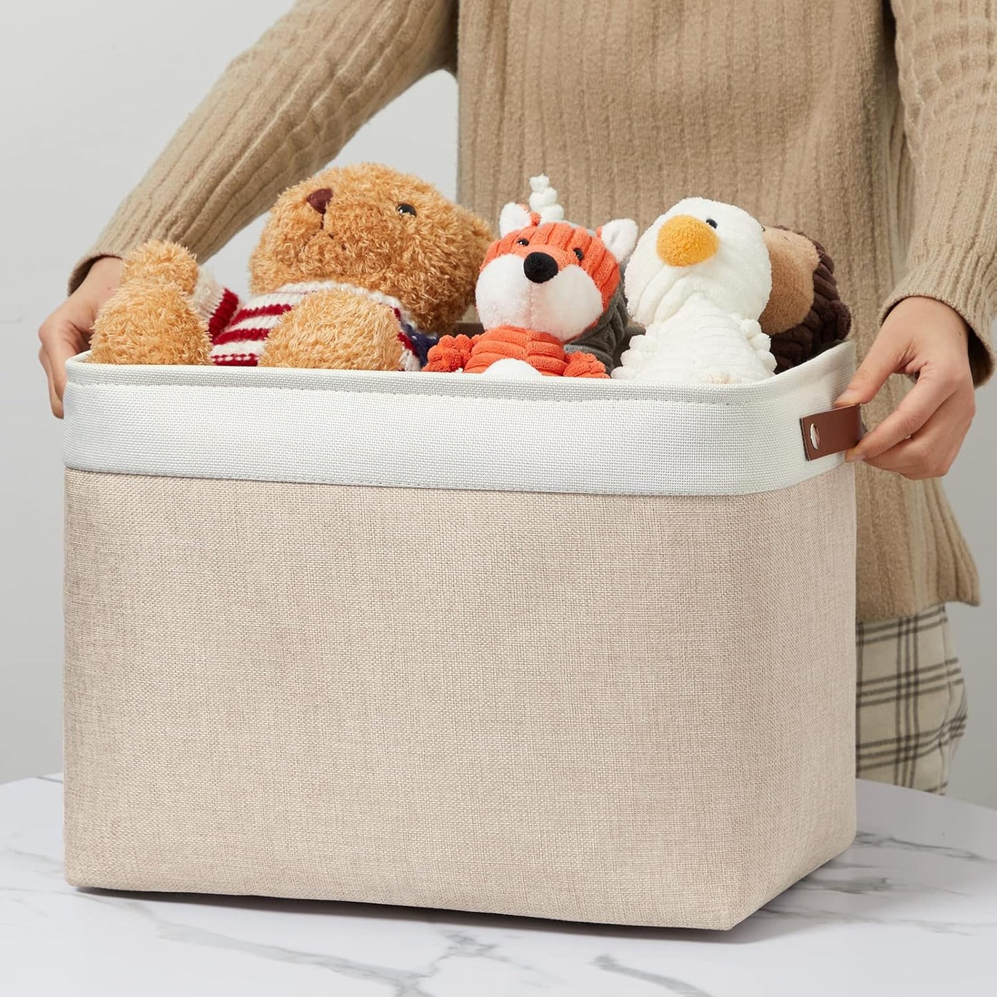 DULLEMELO 2-Pack Large Storage Baskets for Organizing 16"x12"x12" Canvas Fabric Storage Basket Bins