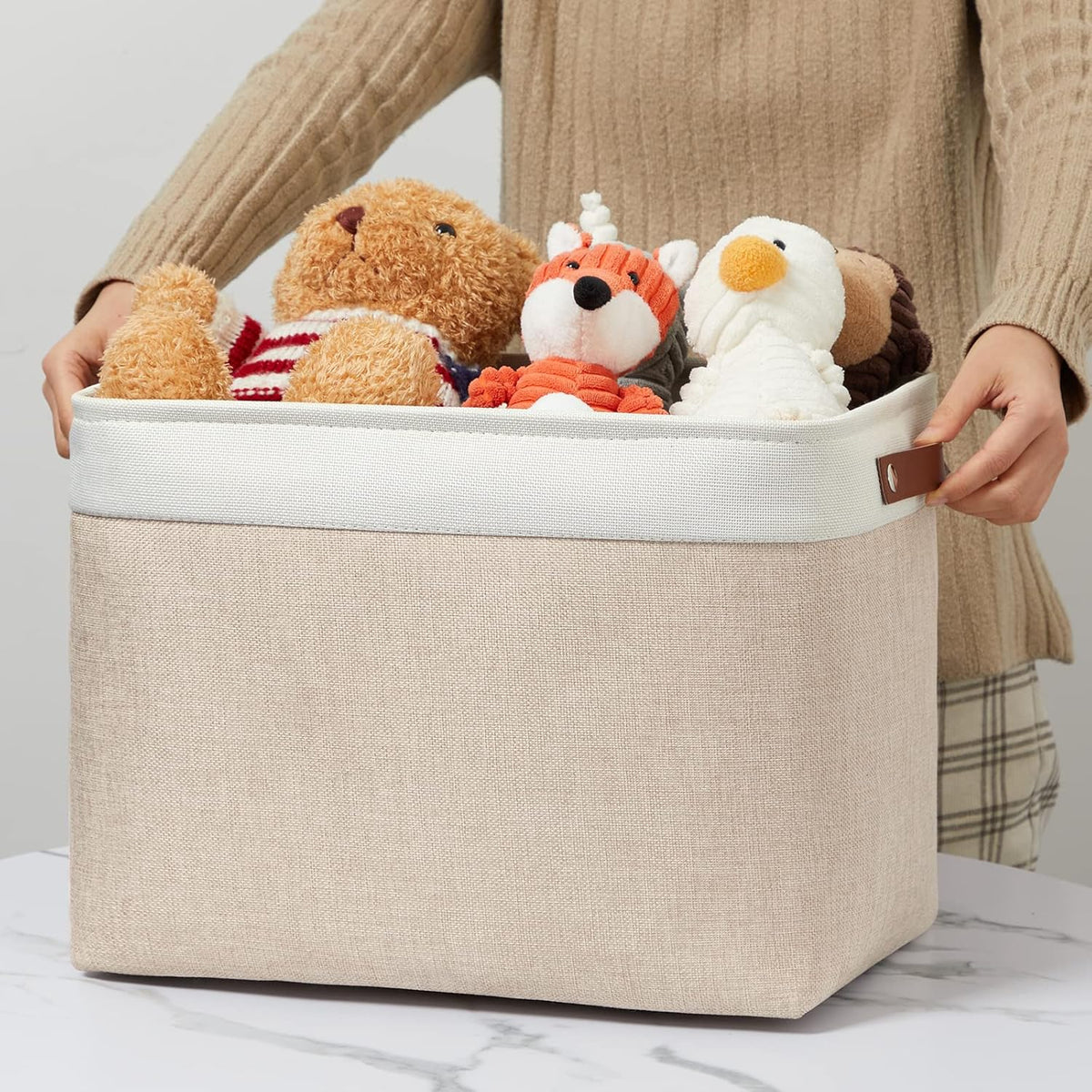 DULLEMELO 2-Pack Large Storage Baskets for Organizing 16"x12"x12" Canvas Fabric Storage Basket Bins