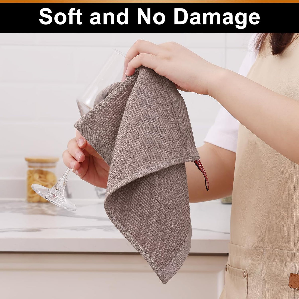 Homaxy 100% Cotton Waffle Weave Dish Cloths - 6 Pack Soft and Absorbent Dish Towels - 12 x 12