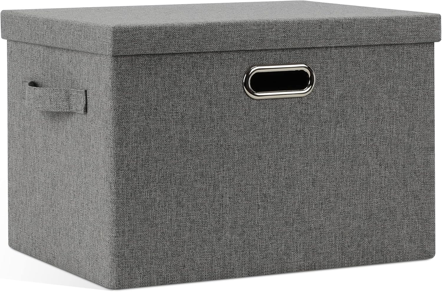 Large 17" 36 Quart Collapsible Stackable Storage Bins with Lids, 1 Pack Grey Foldable Fabric Closet