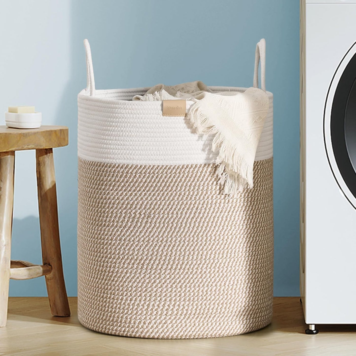 Laundry Hamper 62L,Large Laundry Basket for Clothes,Decorative Storage Basket for Blankets,Cotton