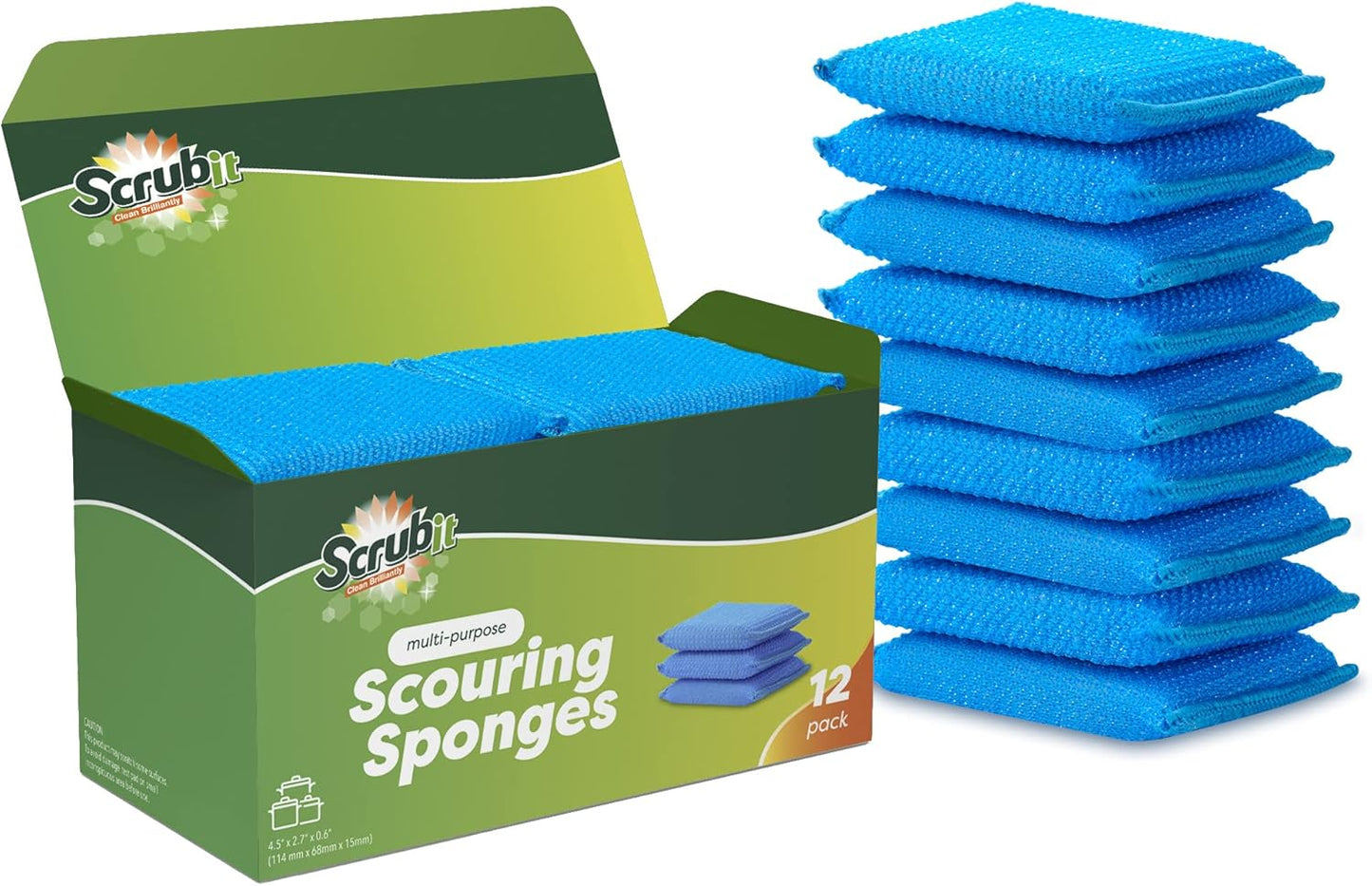 SCRUBIT Multi-Purpose Dish Scrub Sponge, Non Scratch Scouring Pads, Cleaning Sponges for pots