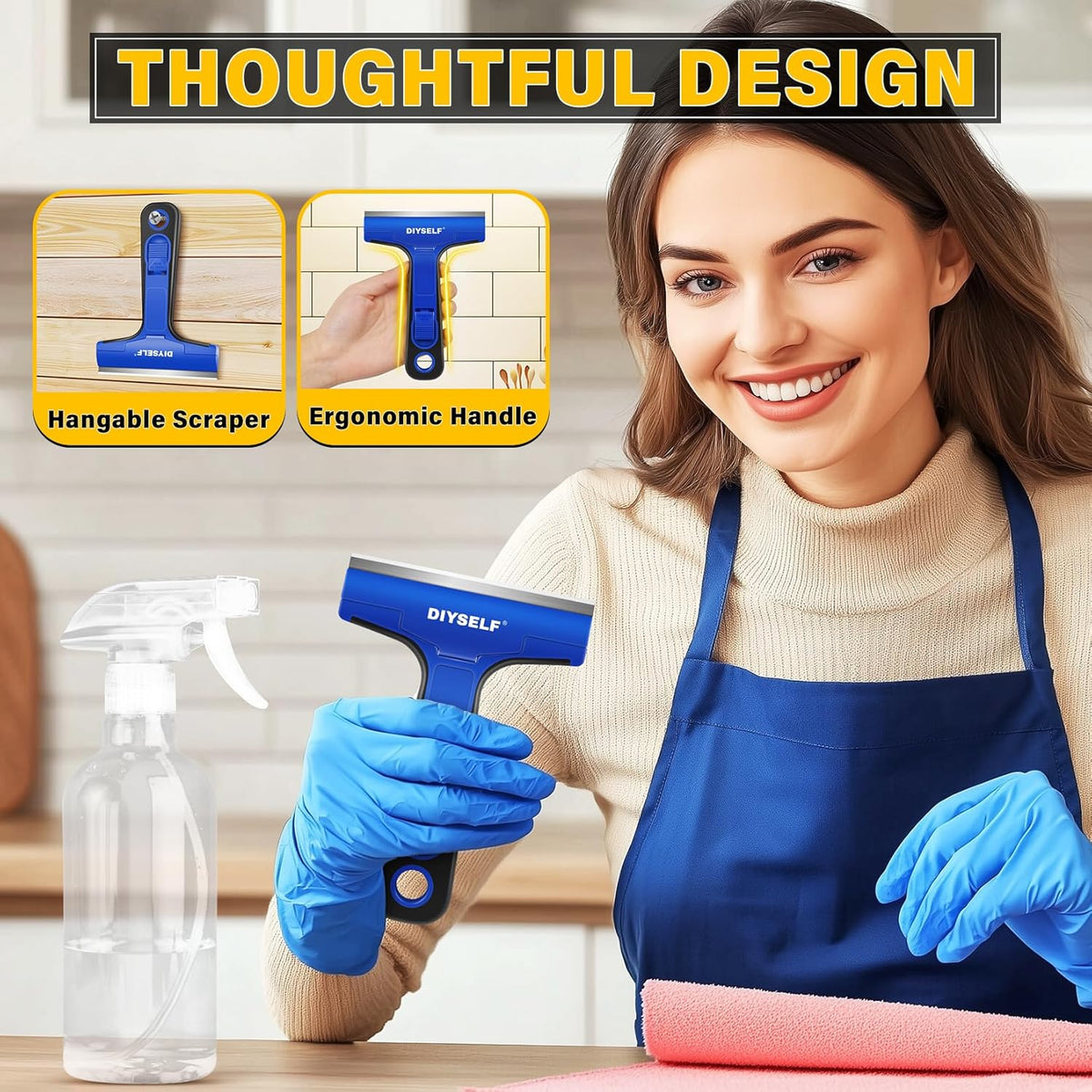 DIYSELF 1 Pack Razor Blade Scraper with 10 Extra Razor Blades, Scraper Tool, Glass Scraper for